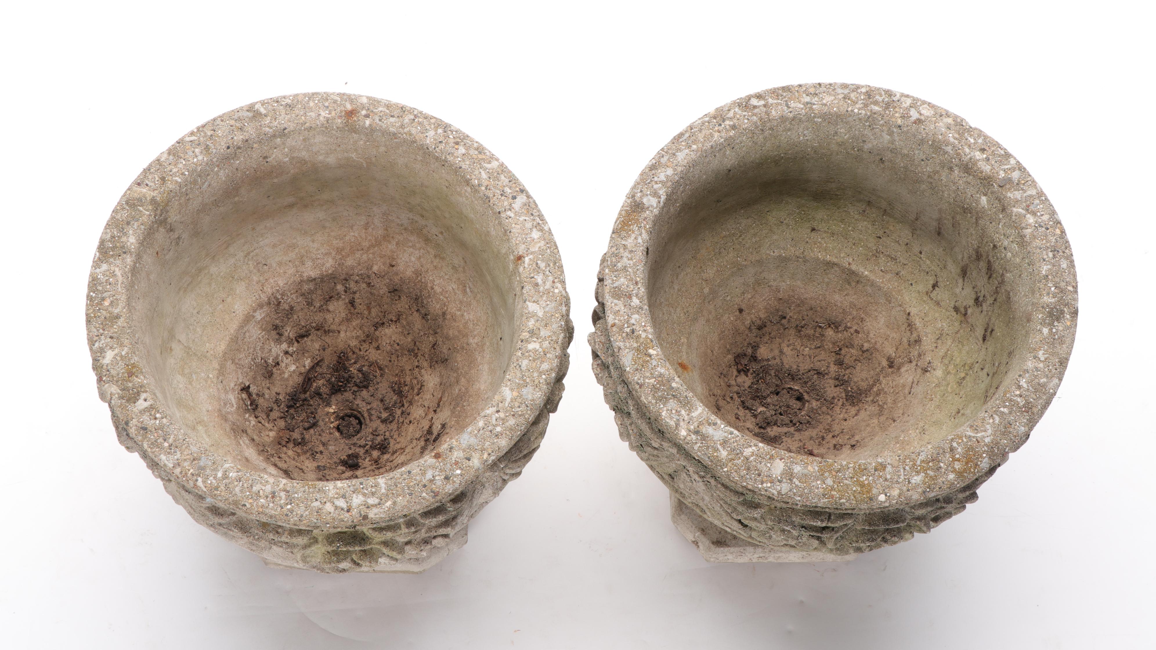 Neoclassical Style Cast Concrete Pedestal Planters