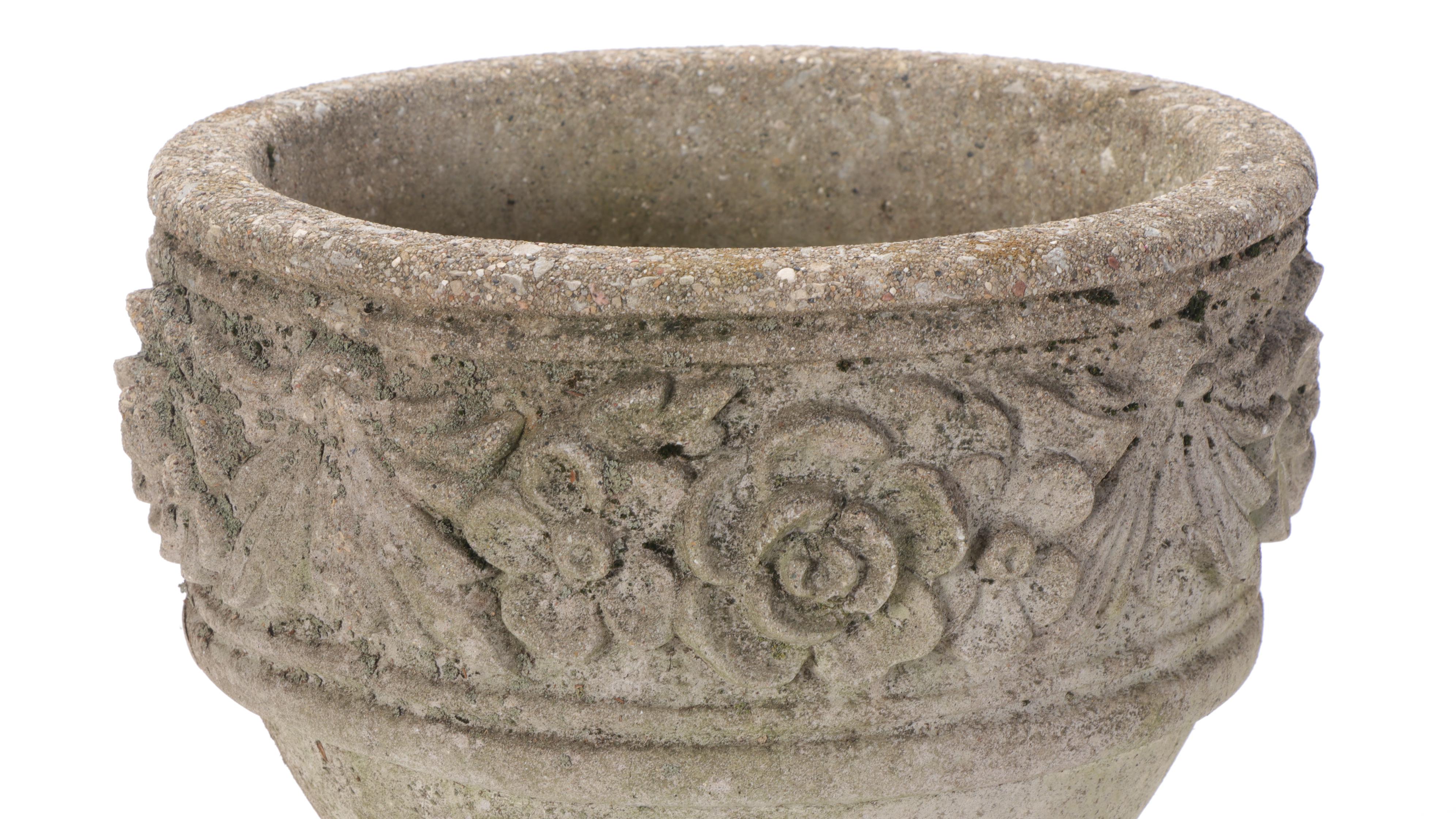 Neoclassical Style Cast Concrete Pedestal Planters