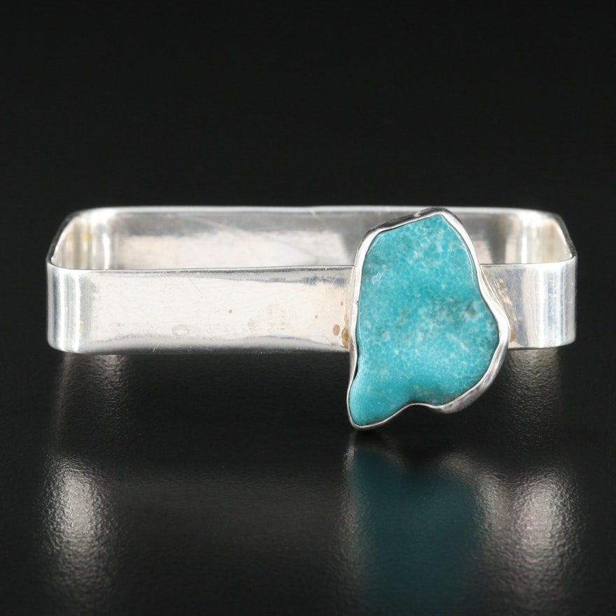 Contemporary Monica Zamora Sterling Turquoise Square Bangle