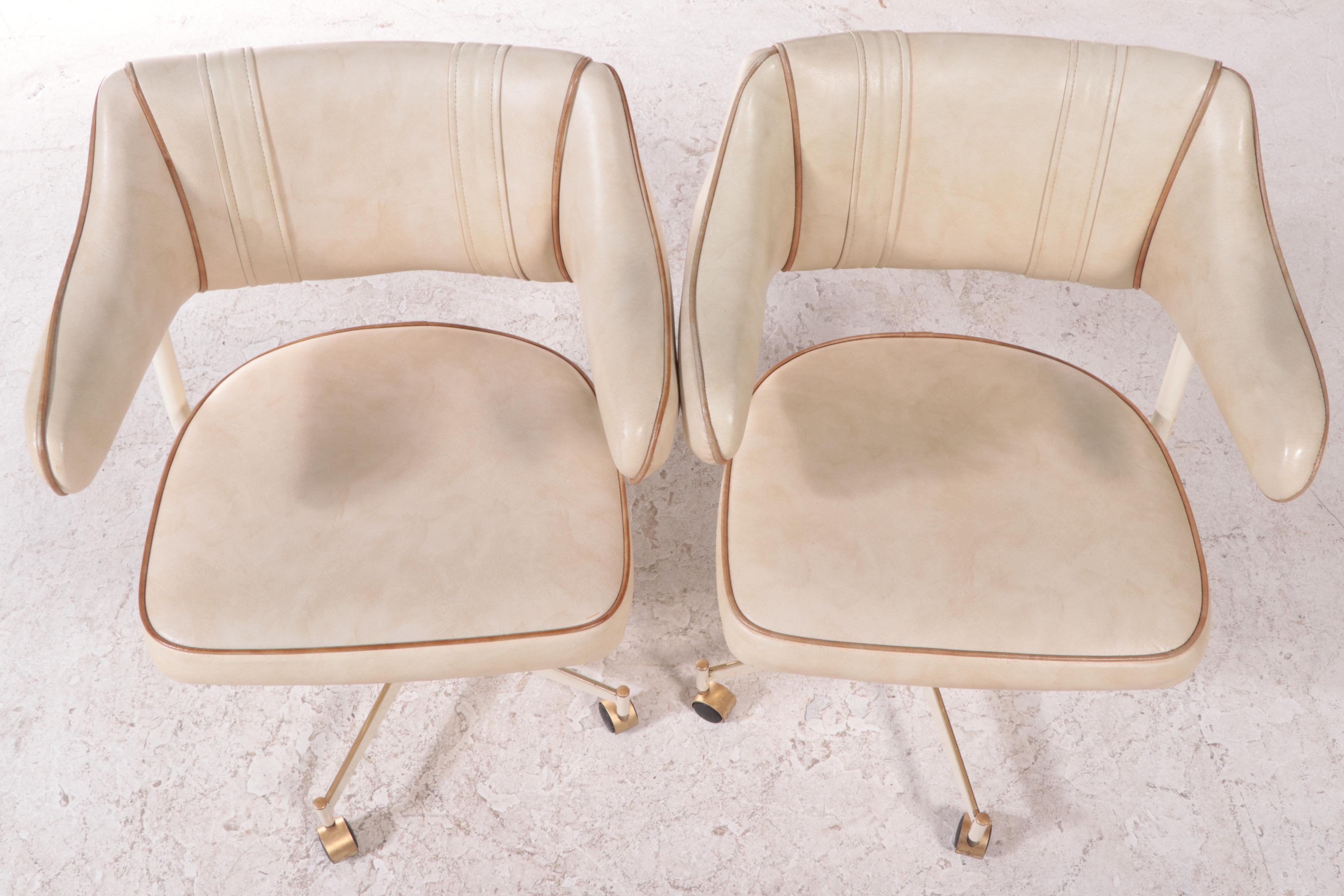Stoneville Furfniture, Pair of Vinyl Upholstered Armchairs on Casters, 1970s