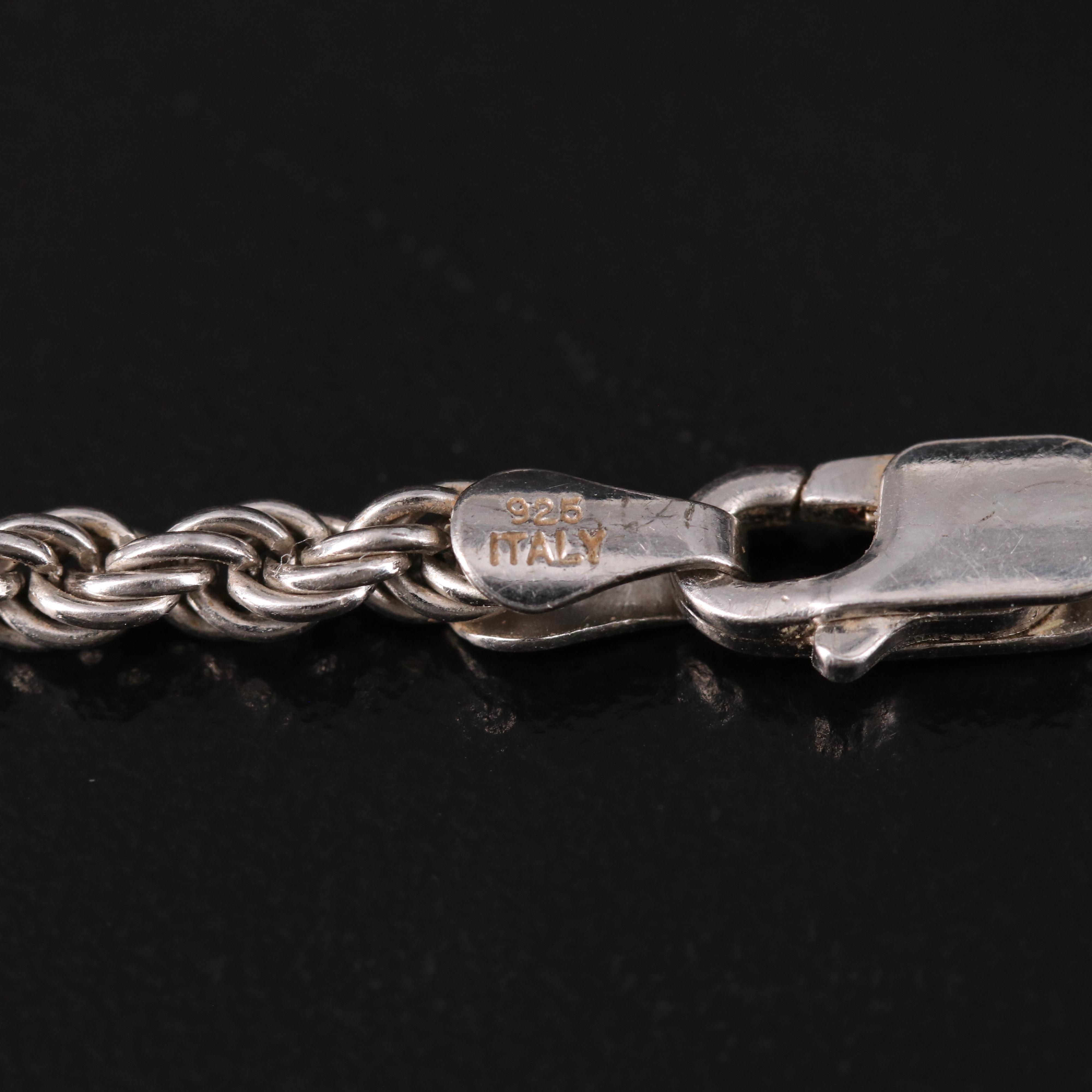 Art Glass Pendant on Italian Sterling Rope Chain Necklace