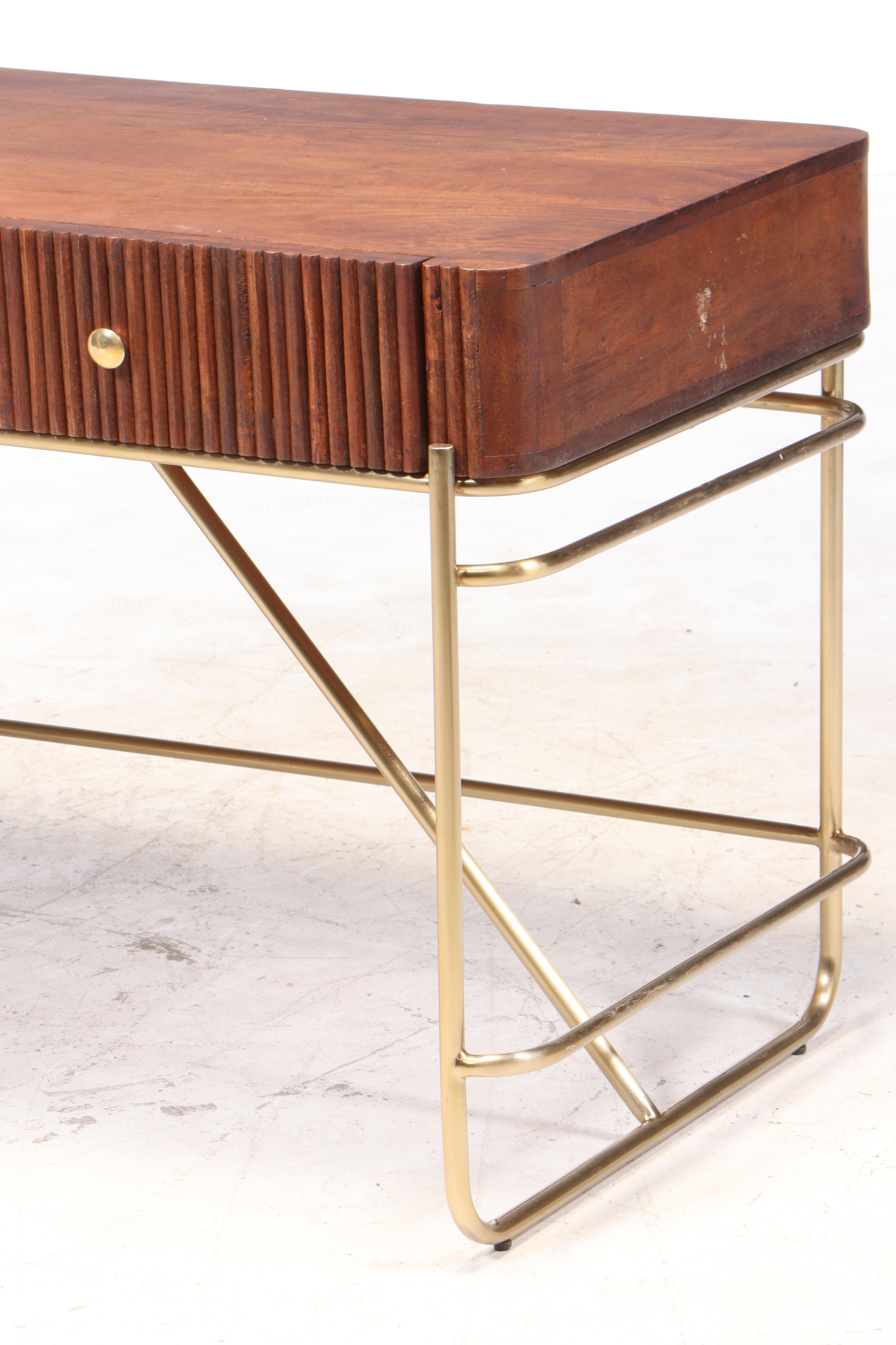 Art Deco Style Mahogany Writing Desk with Reeded Drawers