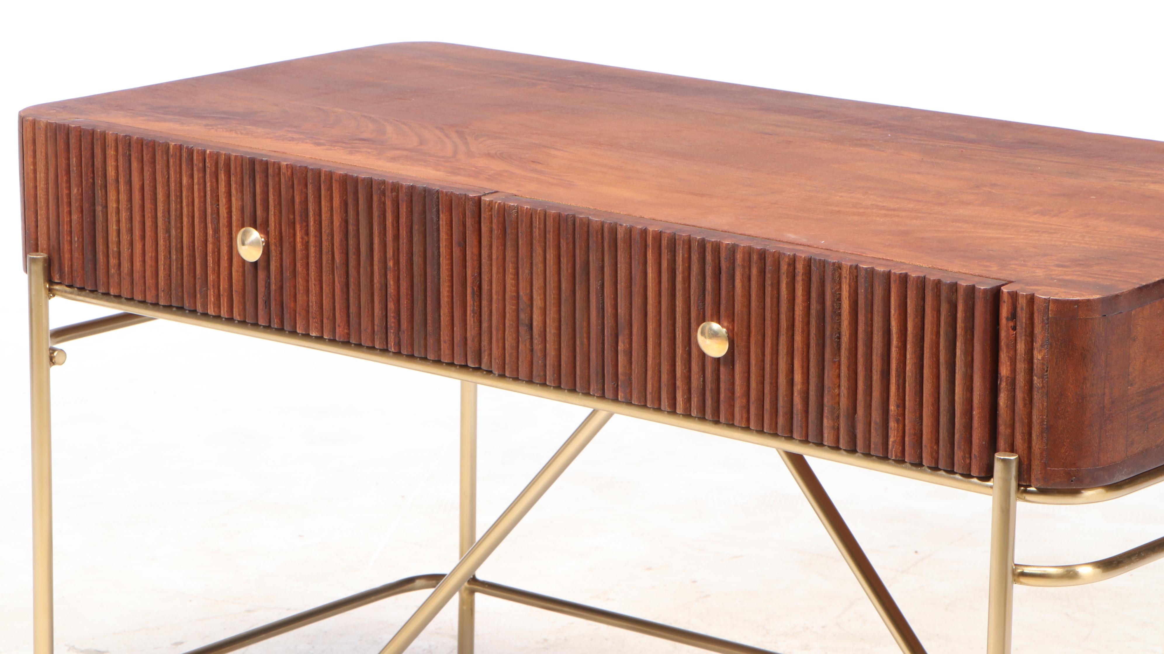 Art Deco Style Mahogany Writing Desk with Reeded Drawers