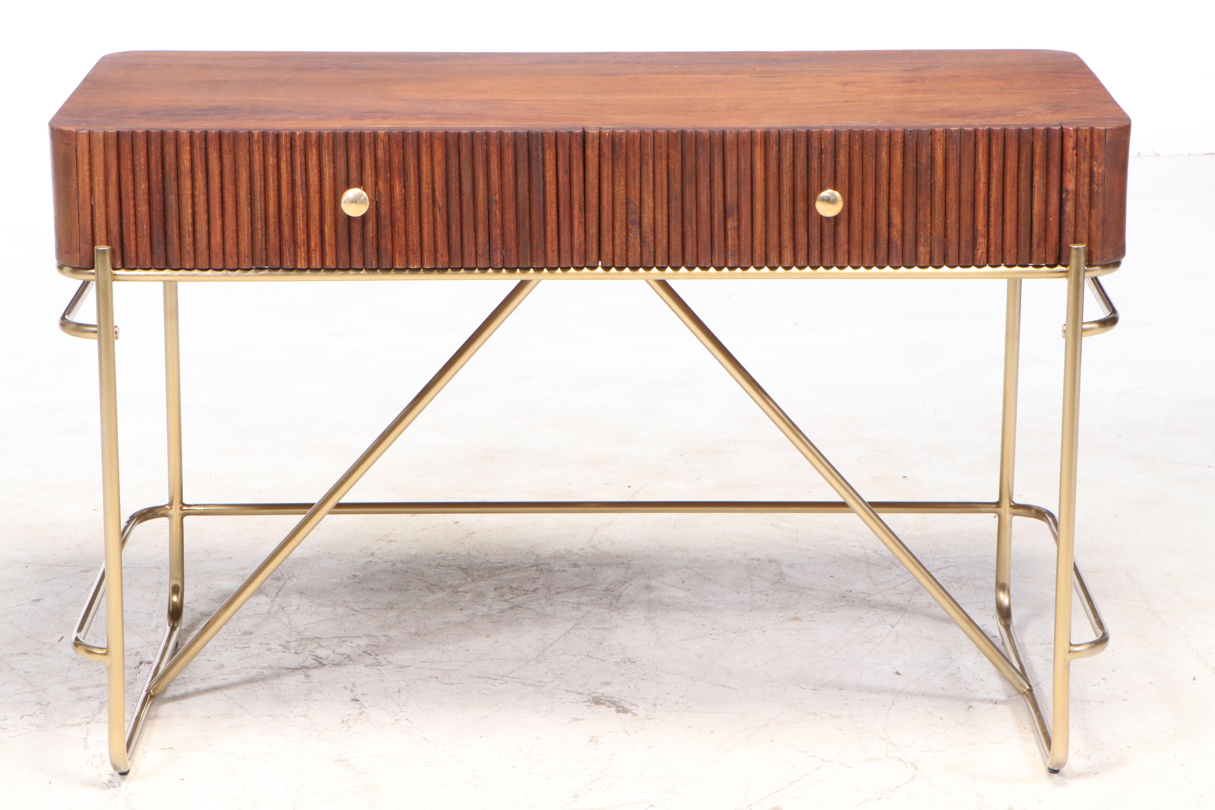 Art Deco Style Mahogany Writing Desk with Reeded Drawers