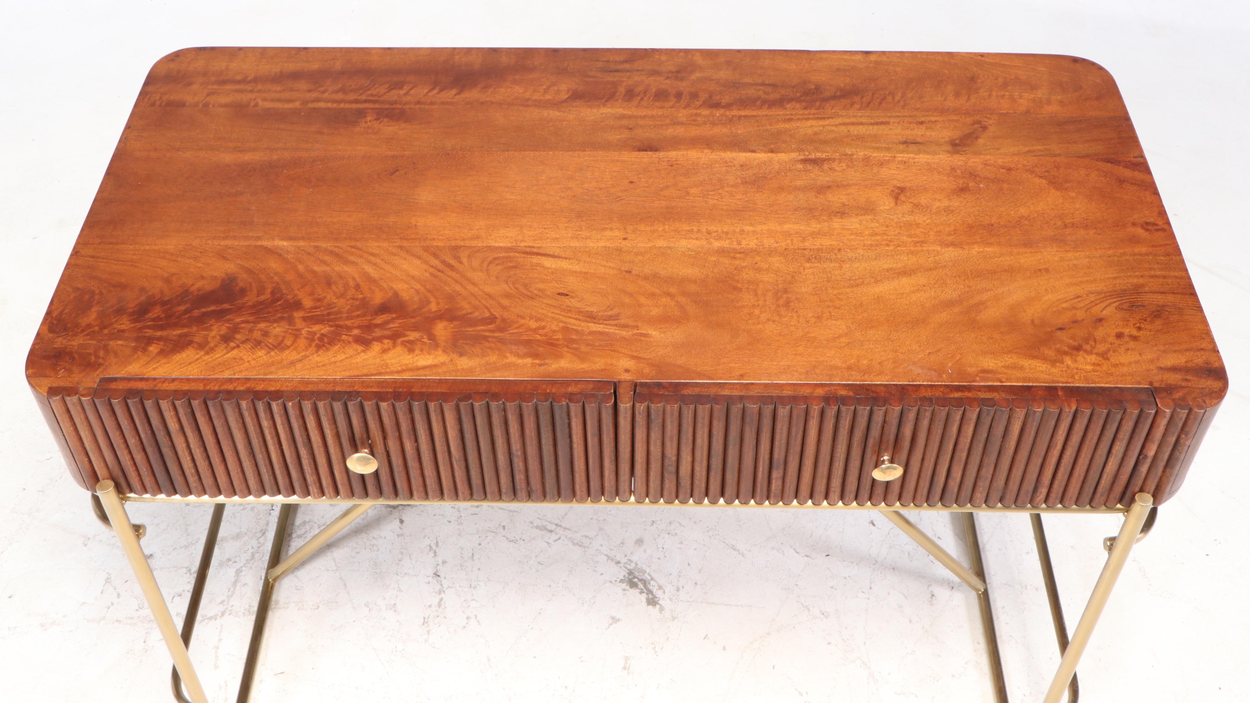 Art Deco Style Mahogany Writing Desk with Reeded Drawers