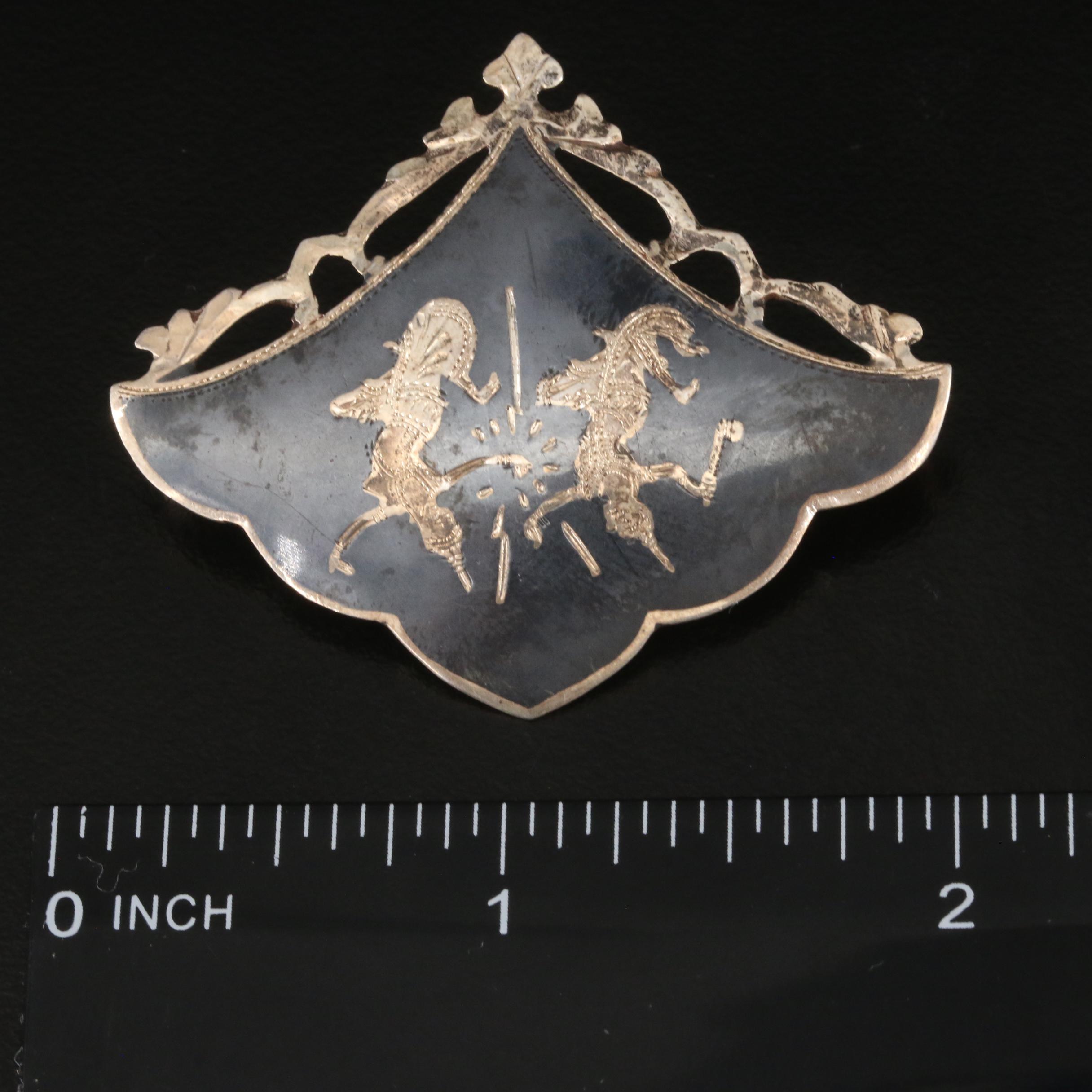 Vintage Sterling Thai Dancer Niello Jewelry