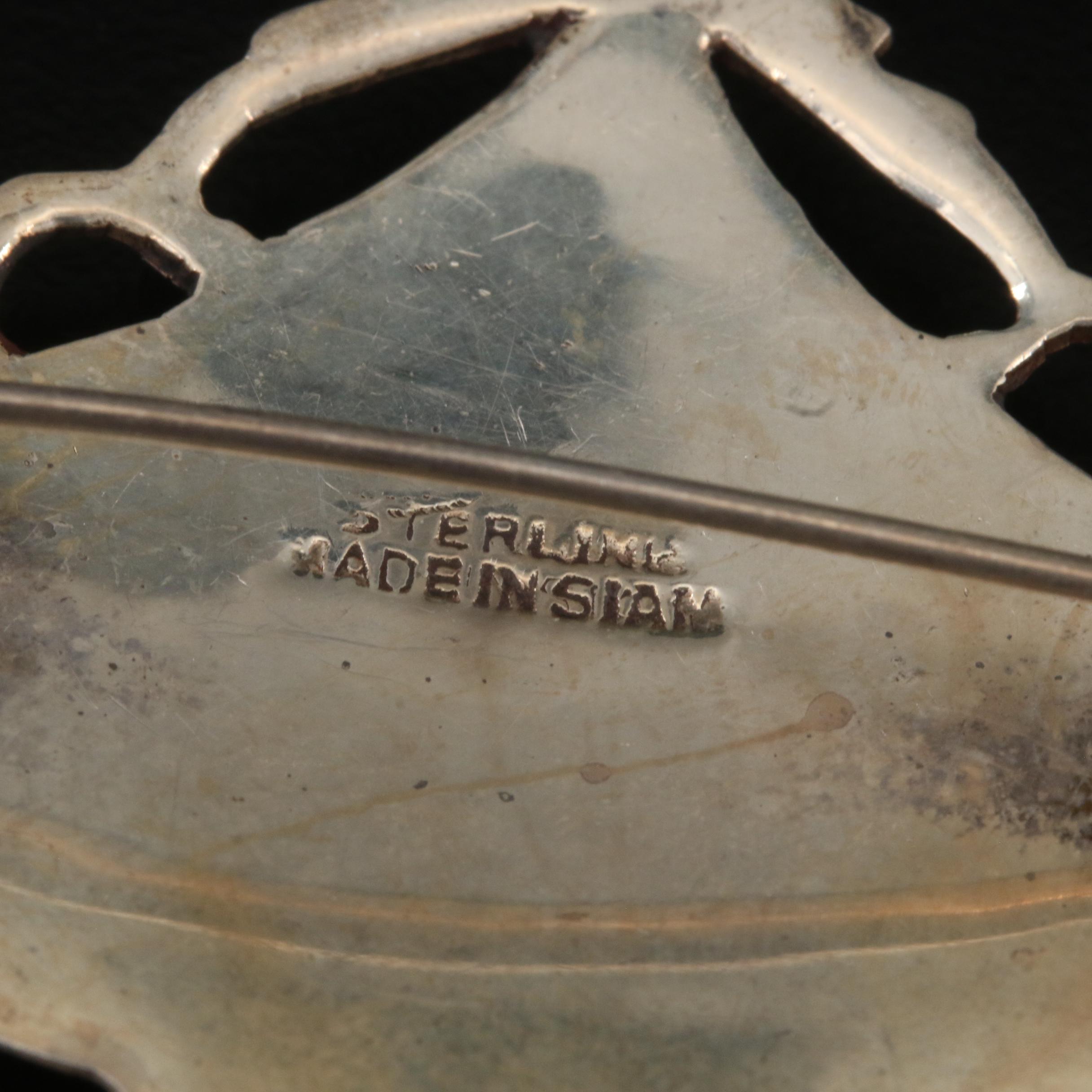 Vintage Sterling Thai Dancer Niello Jewelry