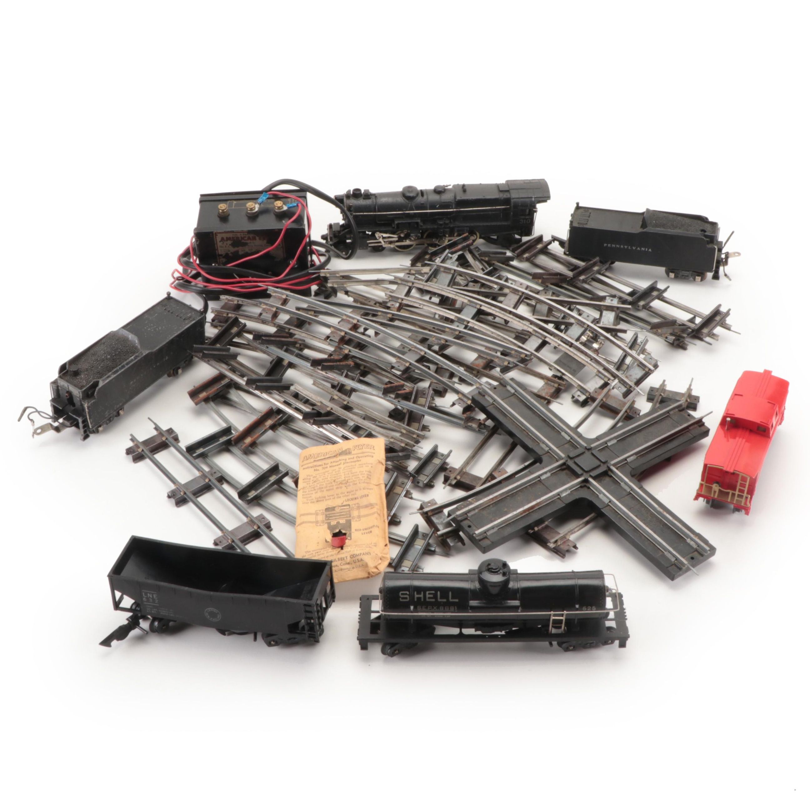 American Flyer #310 Engine with Trains, Transformer and Track