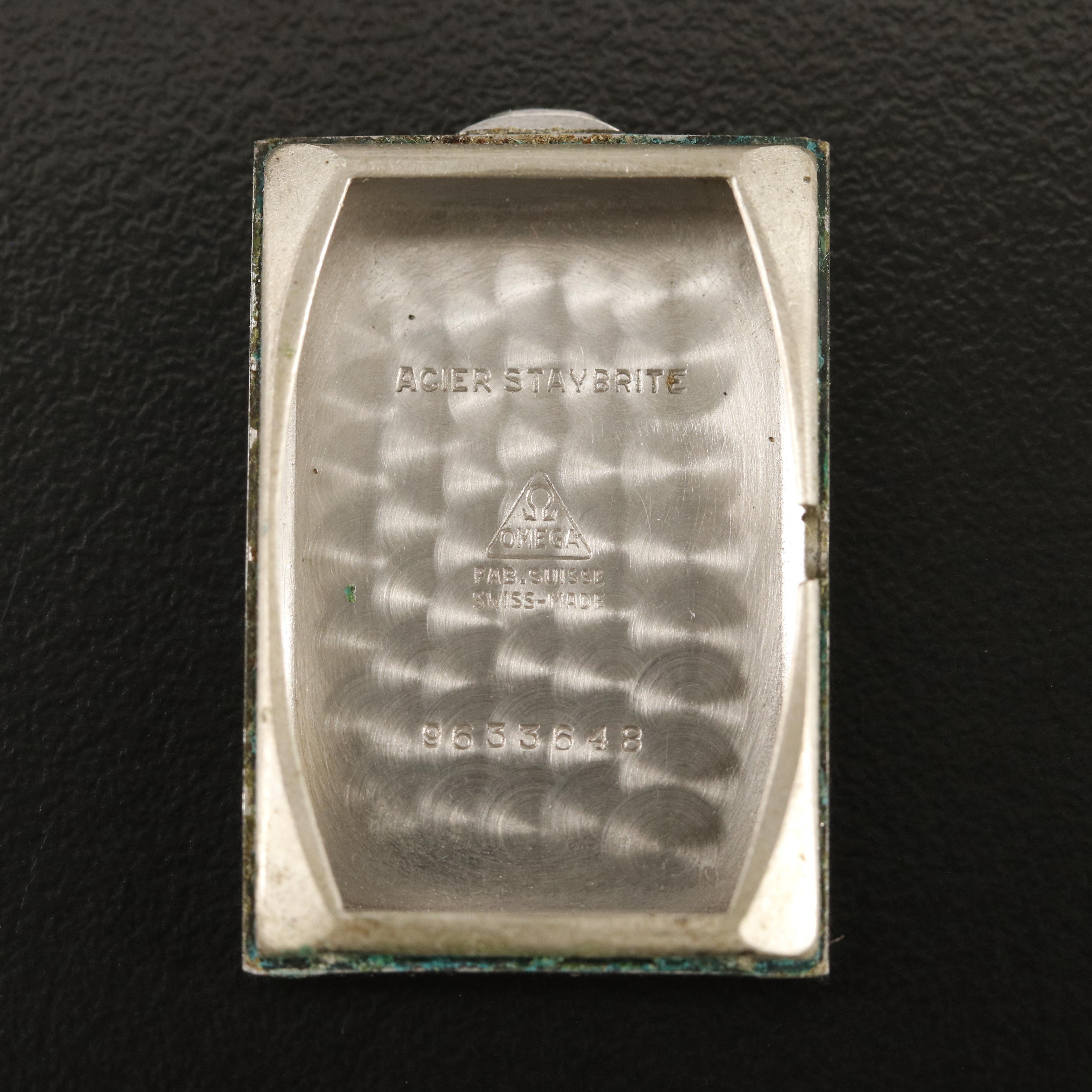 Vintage Omega Tank Style Stainless Steel Watch