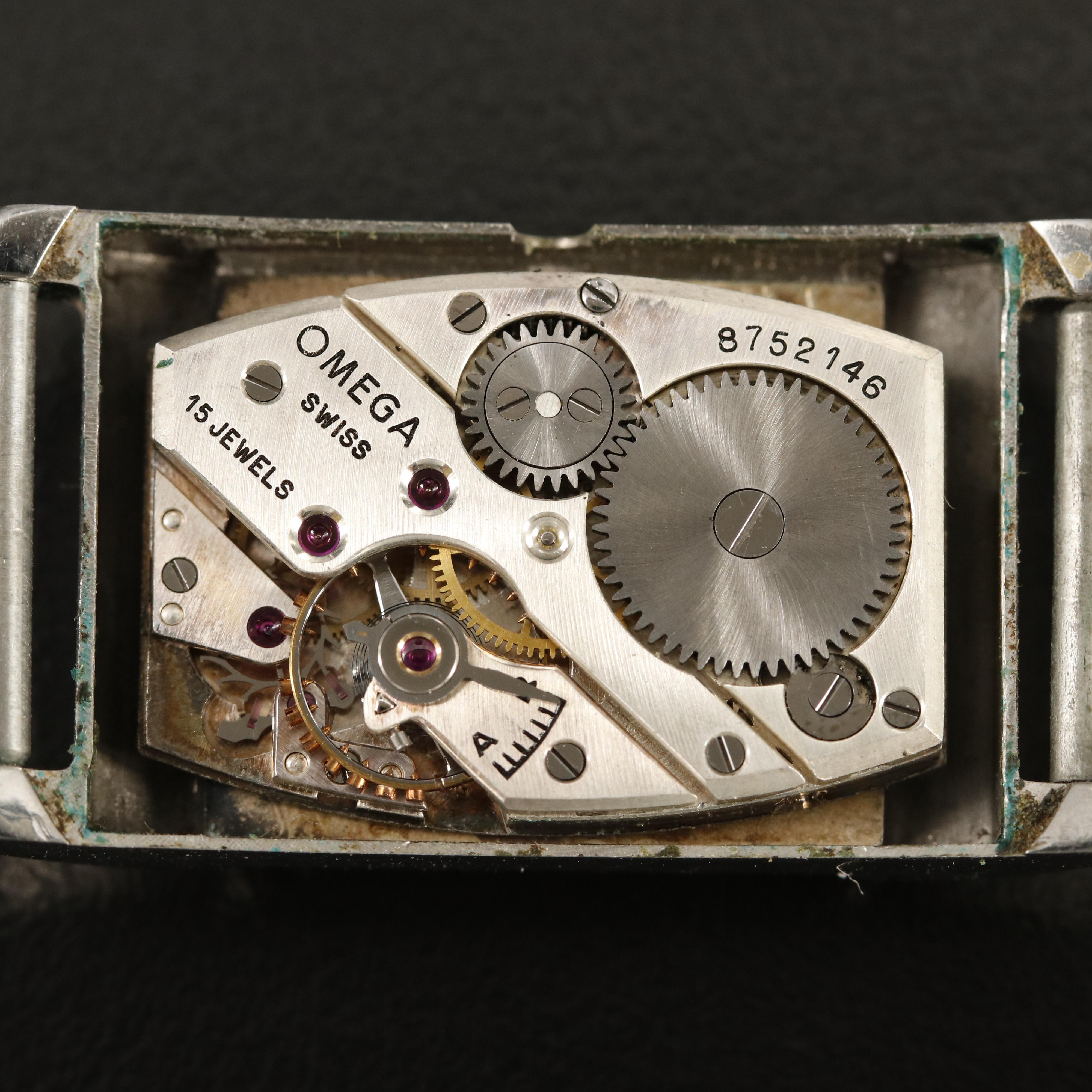 Vintage Omega Tank Style Stainless Steel Watch