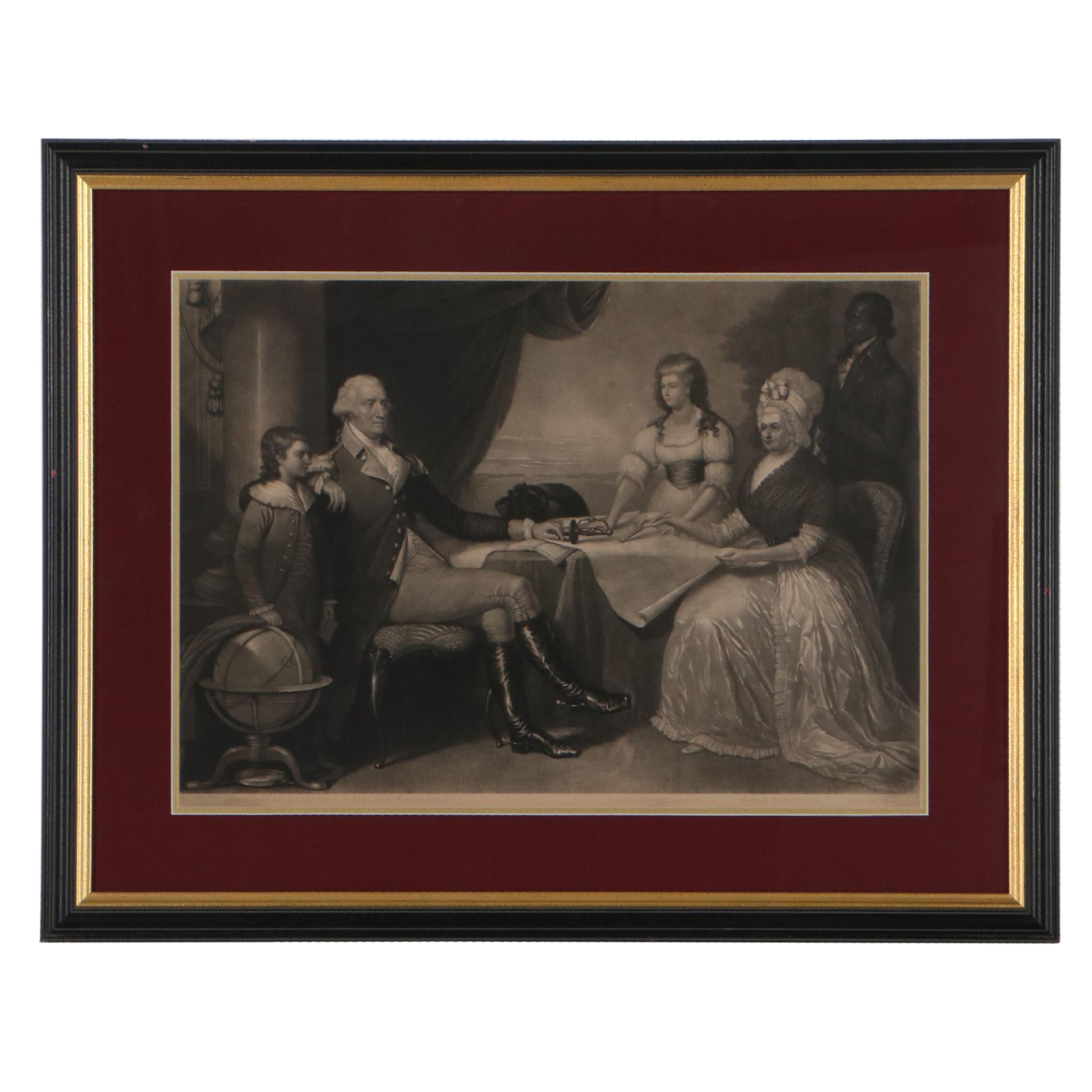 John Sartain Etching After Edward Savage of Washington Family, Circa 1860