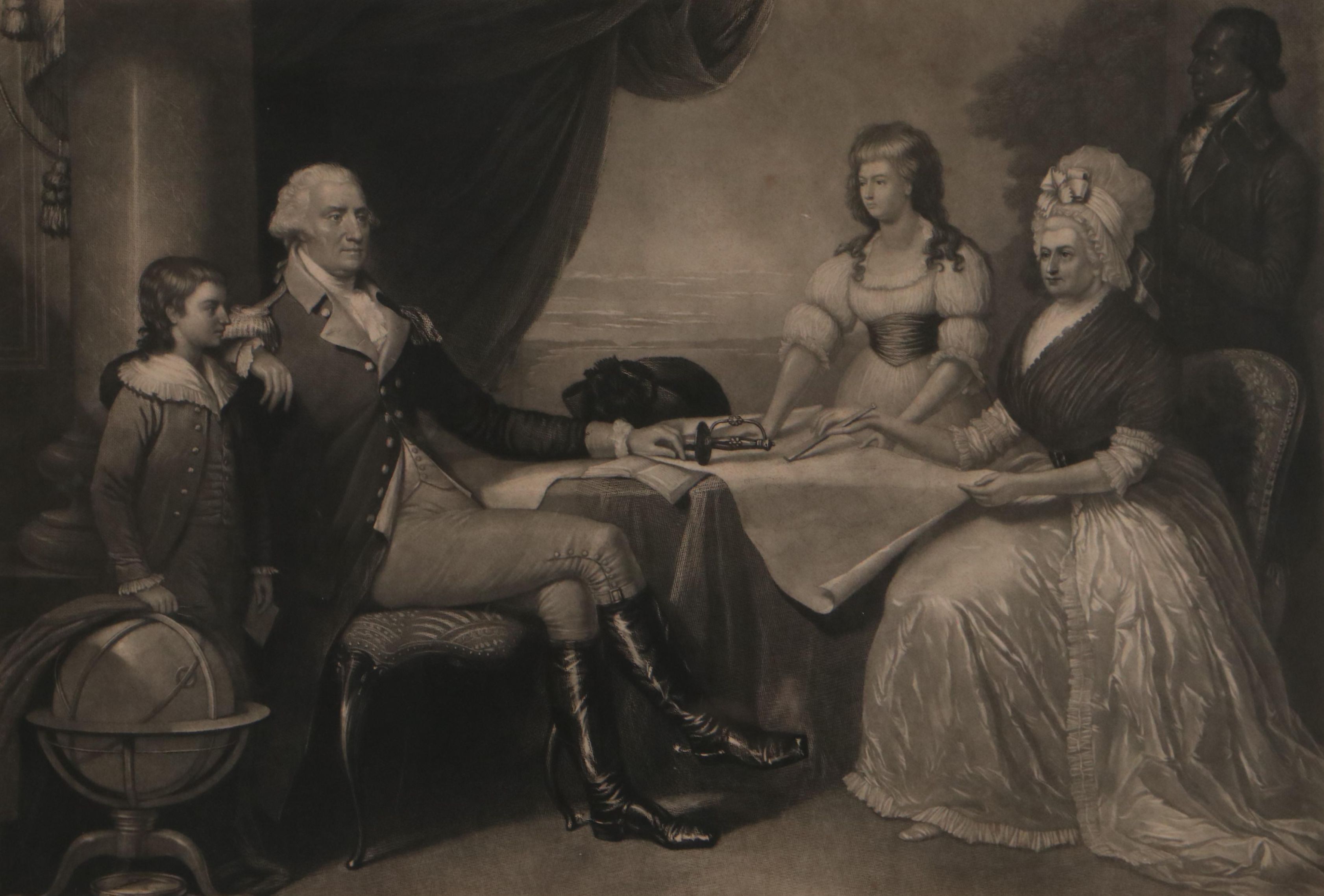 John Sartain Etching After Edward Savage of Washington Family, Circa 1860