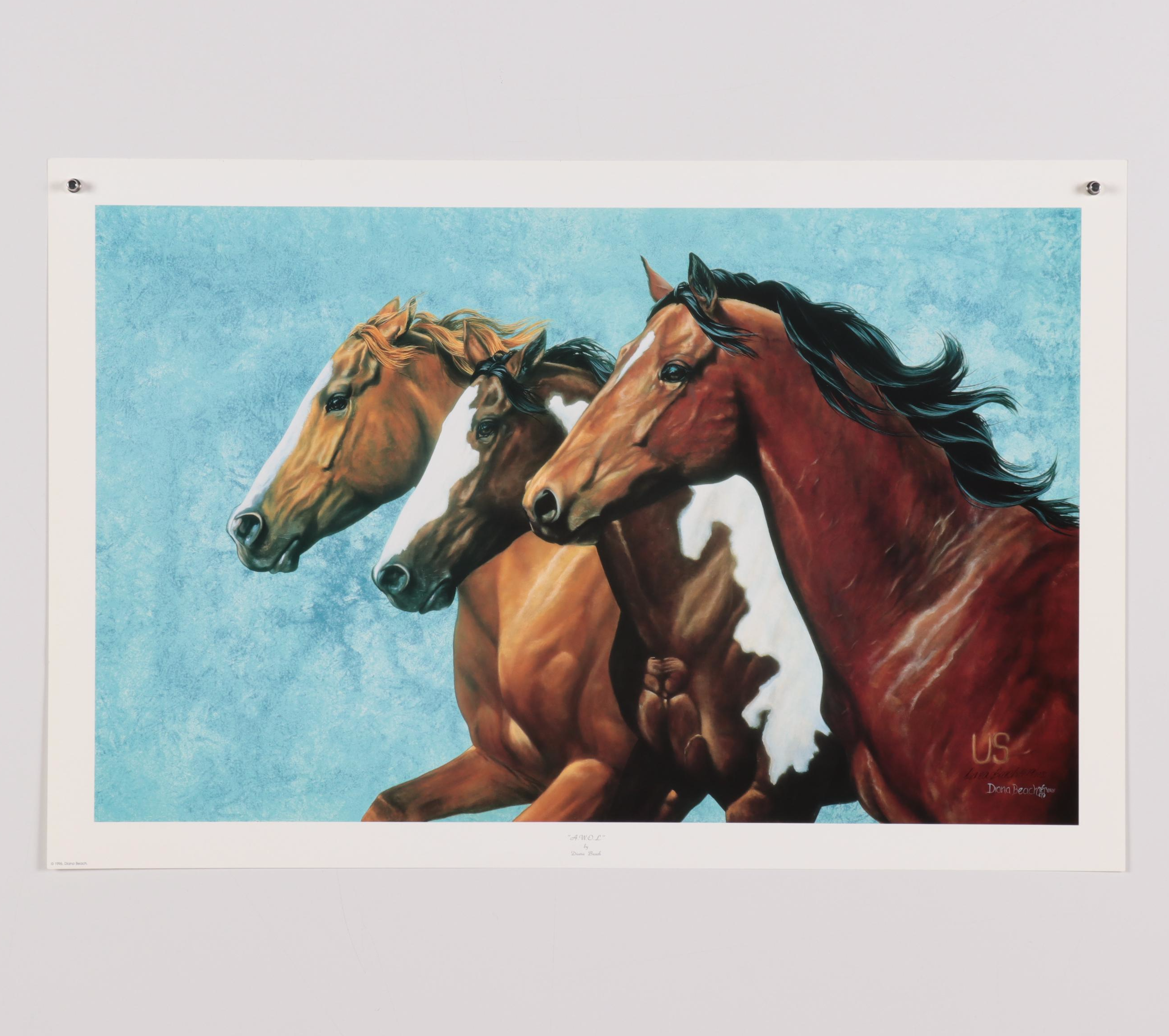 Horse-Themed Offset Lithographs, Late 20th Century