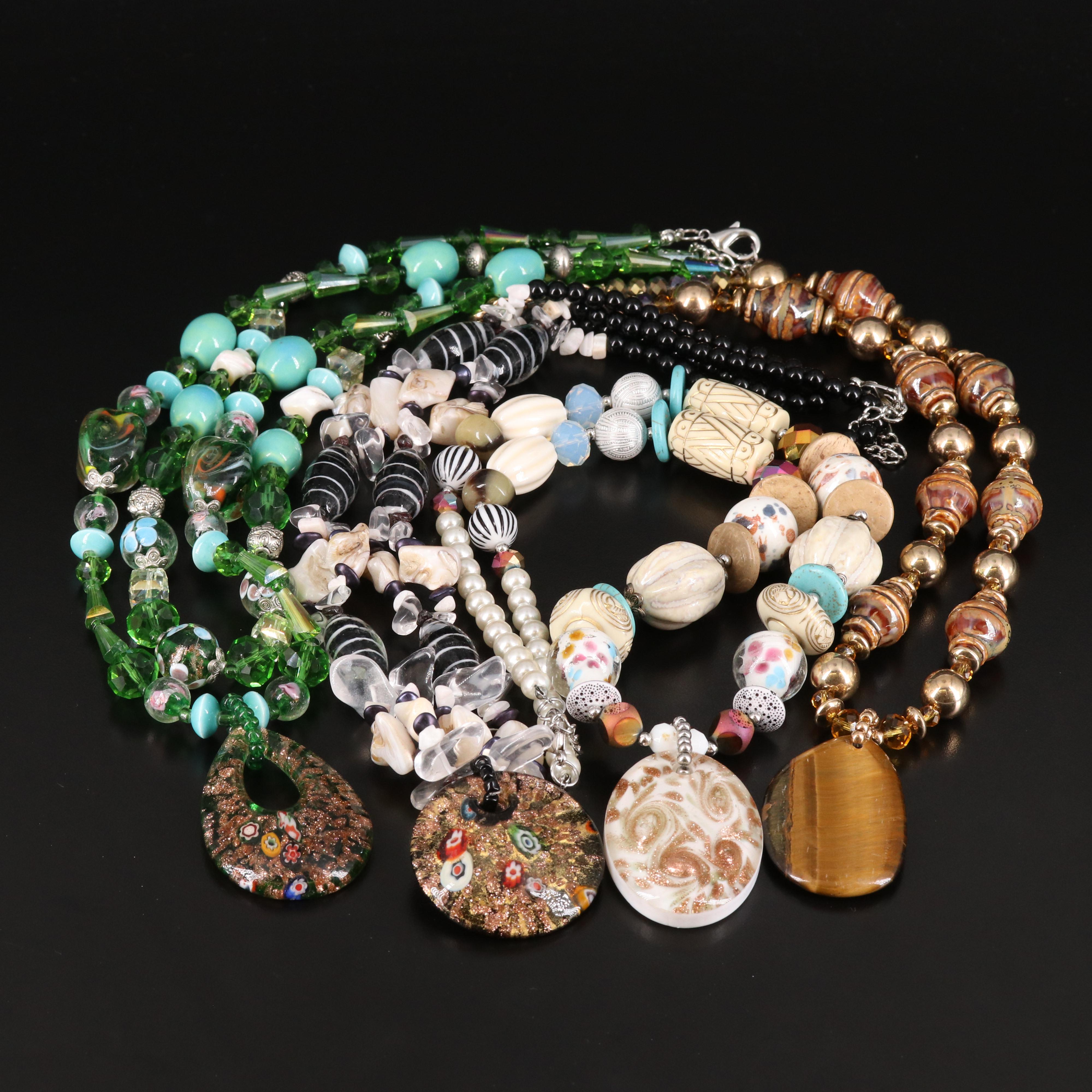Art Glass and Lampwork Beaded Necklace Selection