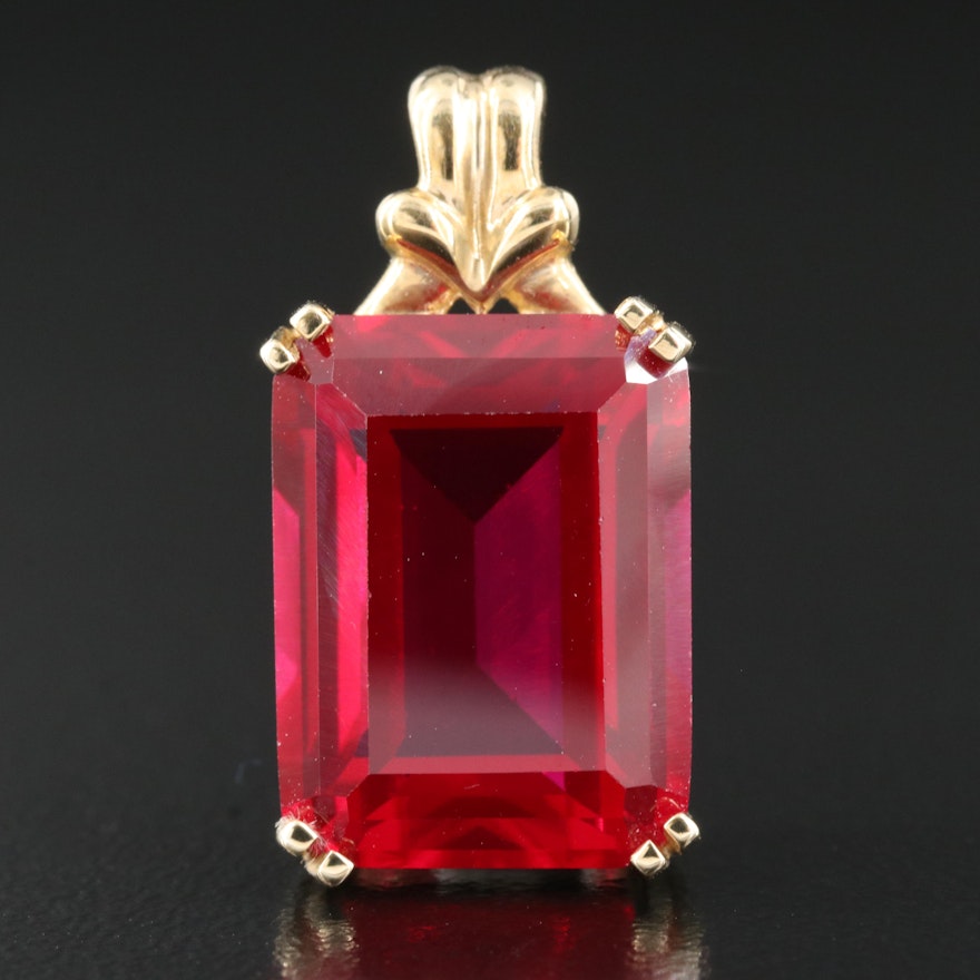 10K Ruby Rectangular Pendant