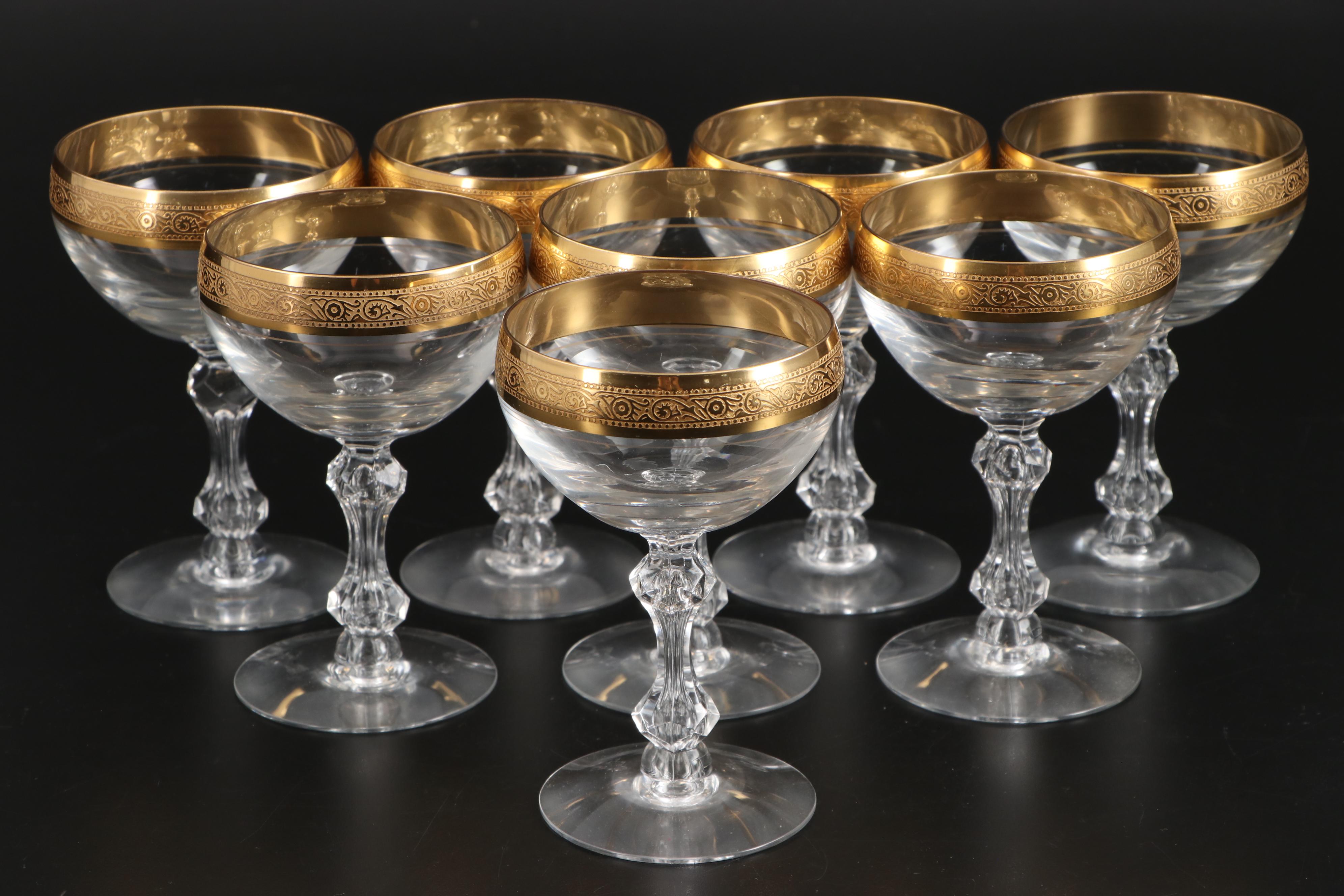 Tiffin-Franciscan "Westchester" Gold Encrusted Stemware, 1965-1978