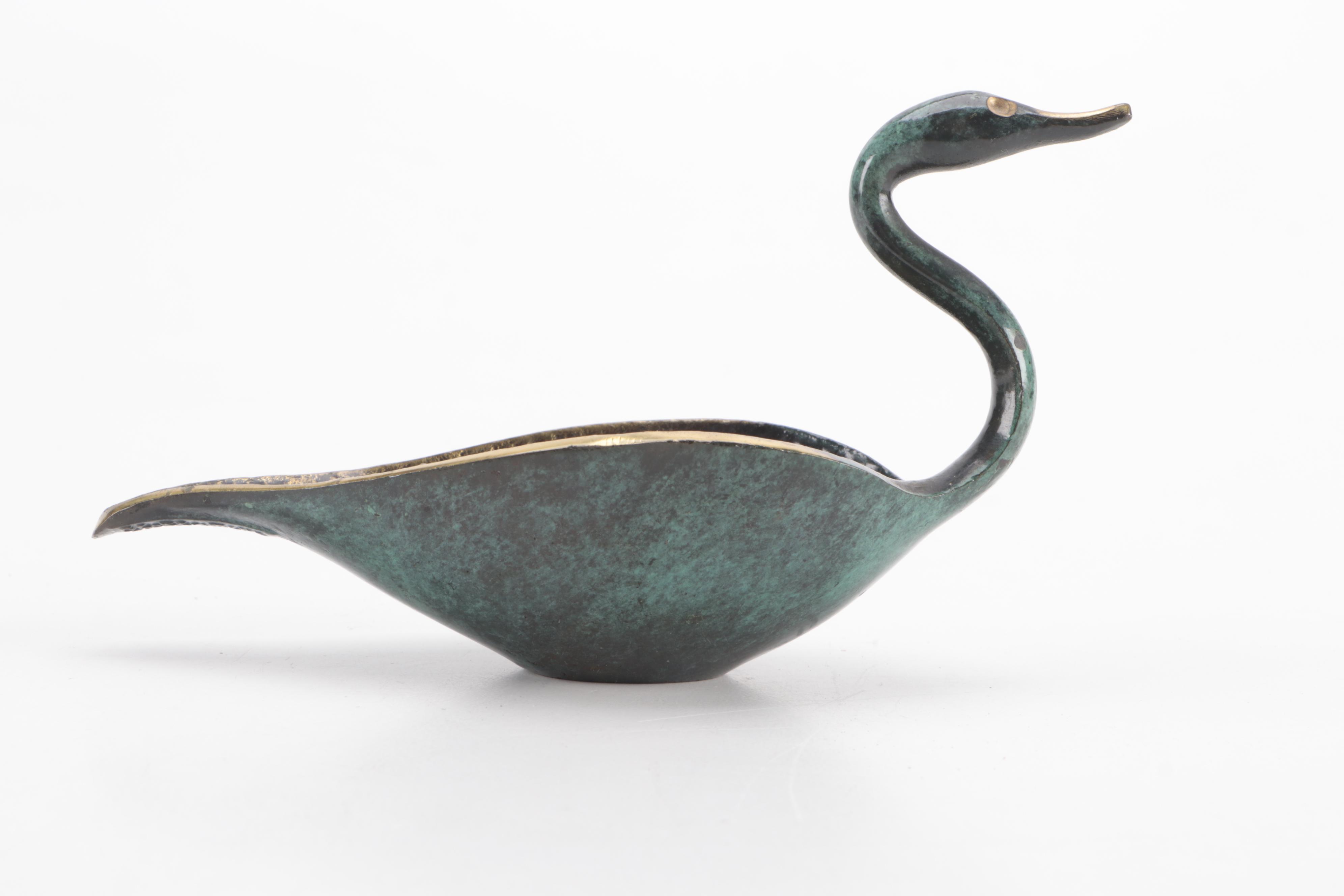 Pal-Bell Co. Israeli Patinated Brass Swan Dish