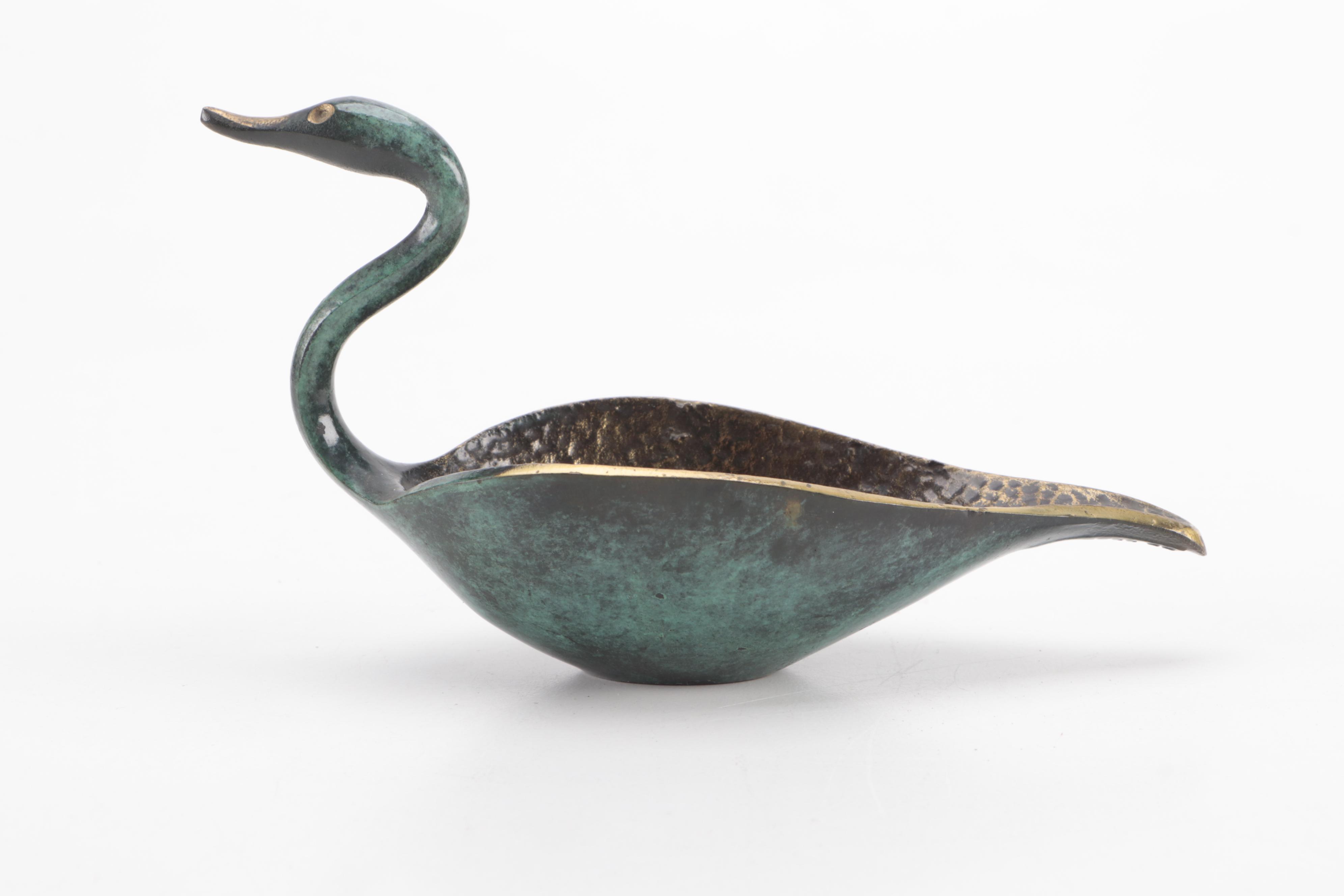 Pal-Bell Co. Israeli Patinated Brass Swan Dish