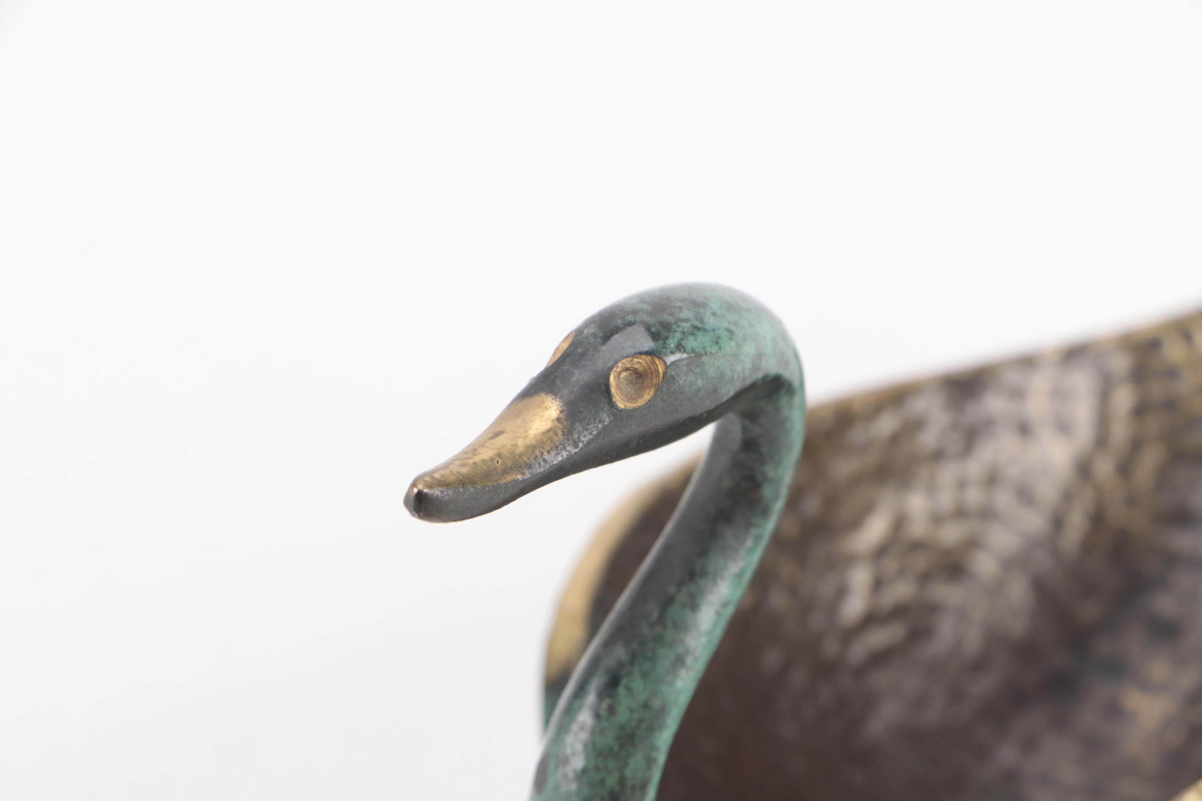 Pal-Bell Co. Israeli Patinated Brass Swan Dish