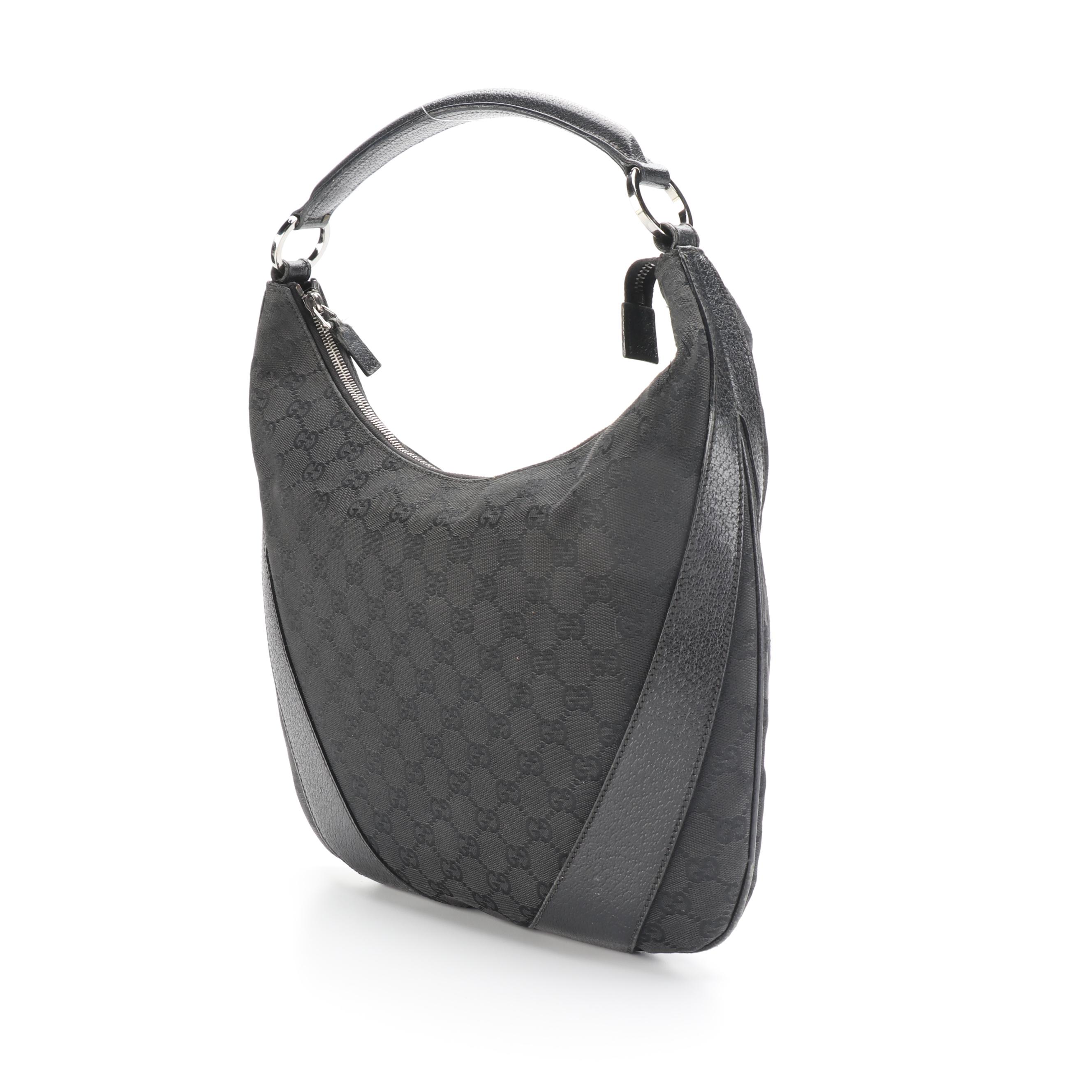 Gucci GG Canvas and Leather Hobo Bag