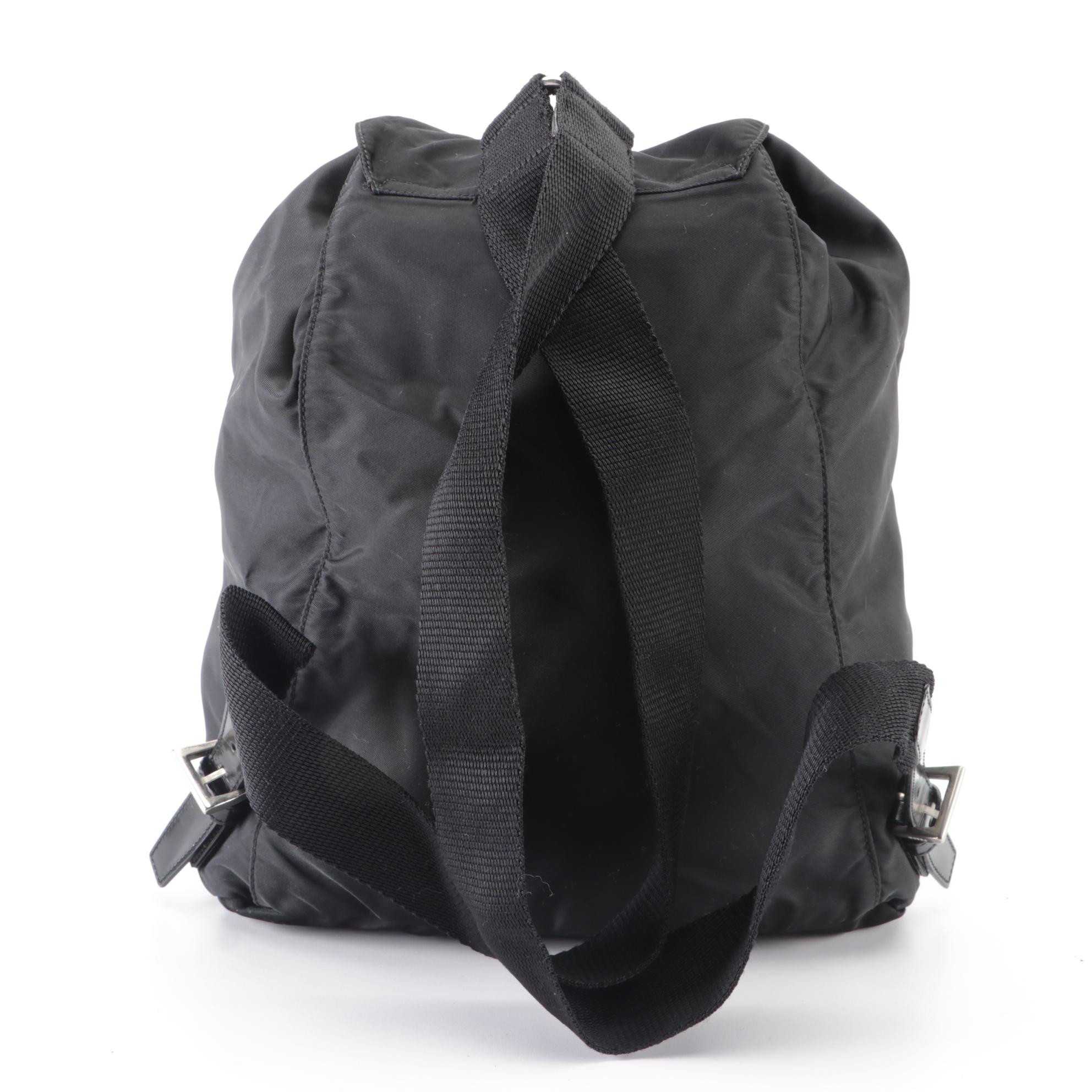 Prada Backpack in Black Tessuto Nylon and Leather Trim