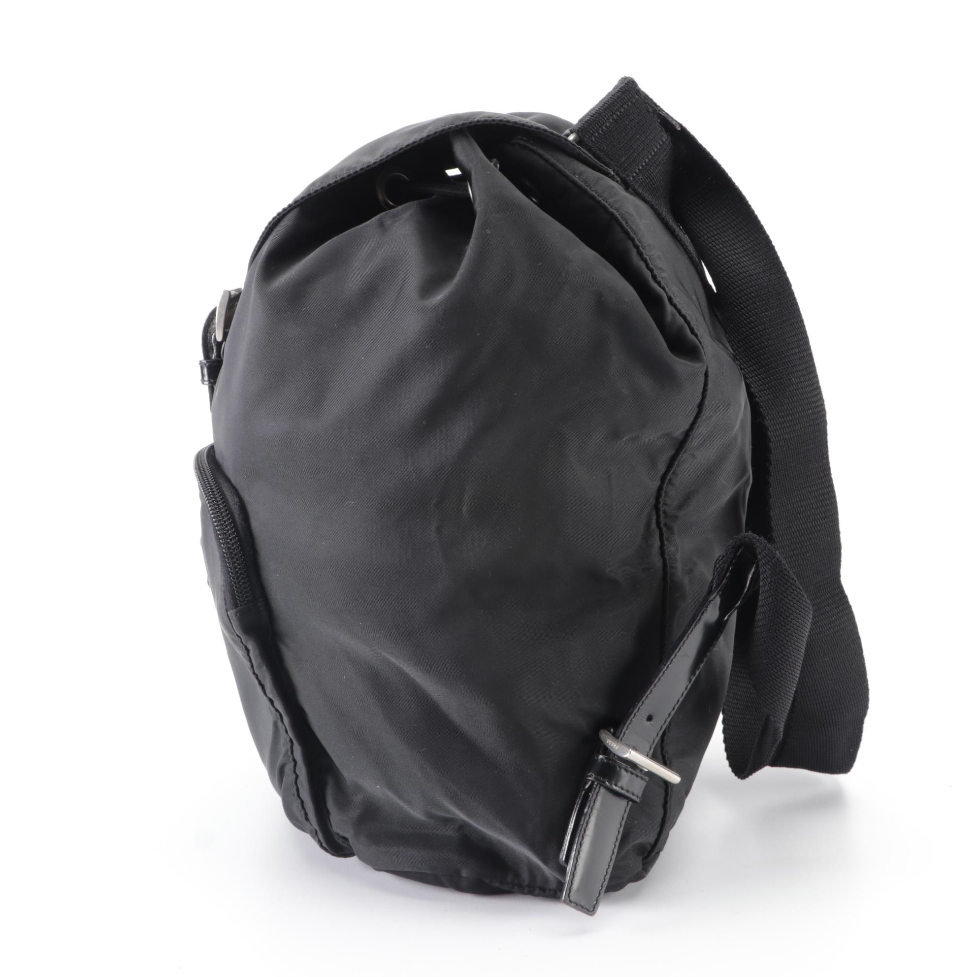 Prada Backpack in Black Tessuto Nylon and Leather Trim