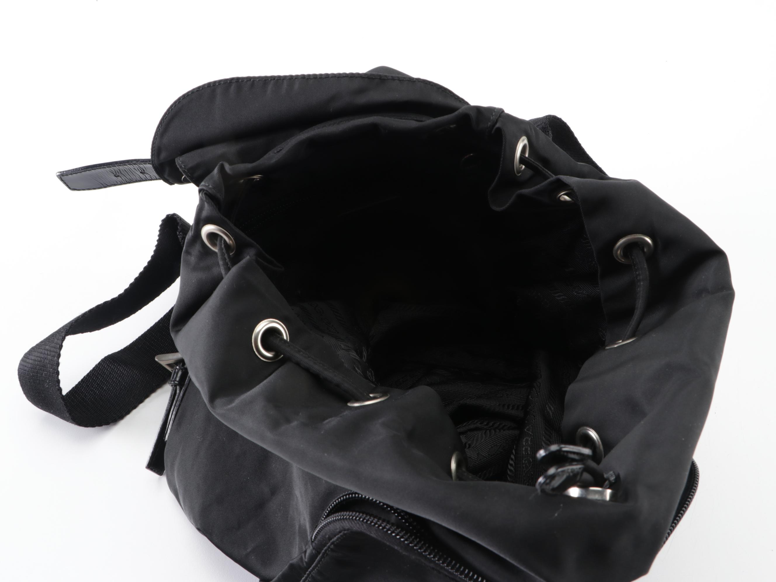 Prada Backpack in Black Tessuto Nylon and Leather Trim
