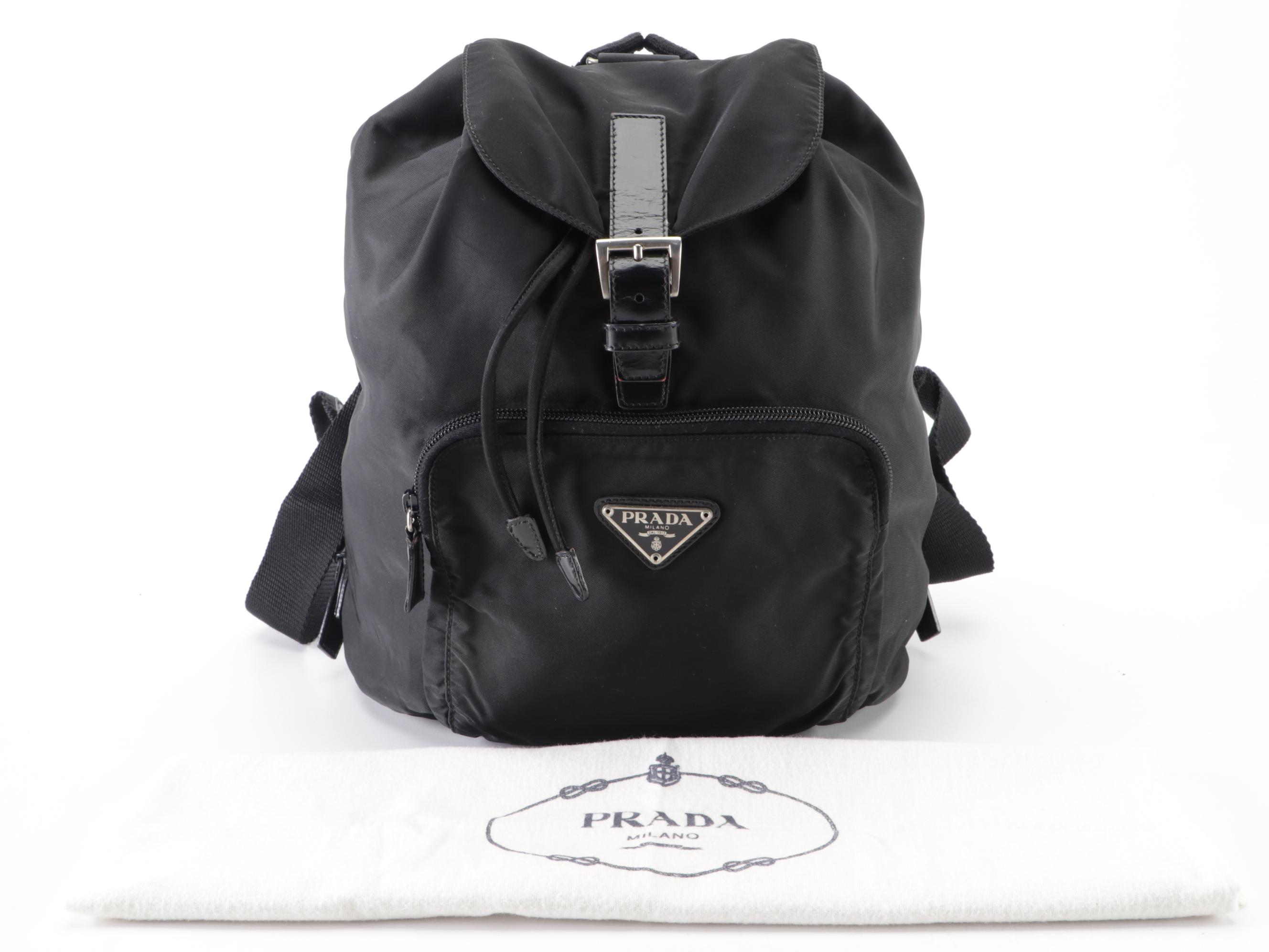 Prada Backpack in Black Tessuto Nylon and Leather Trim