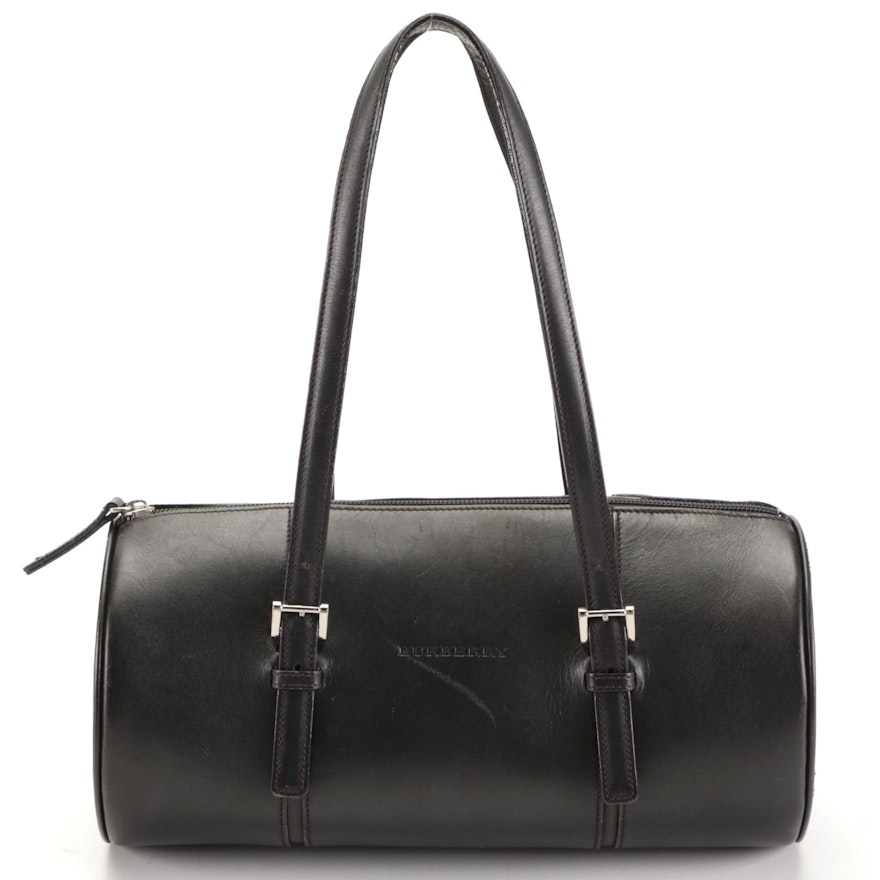 Burberry Barrel Bag in Smooth Black Leather