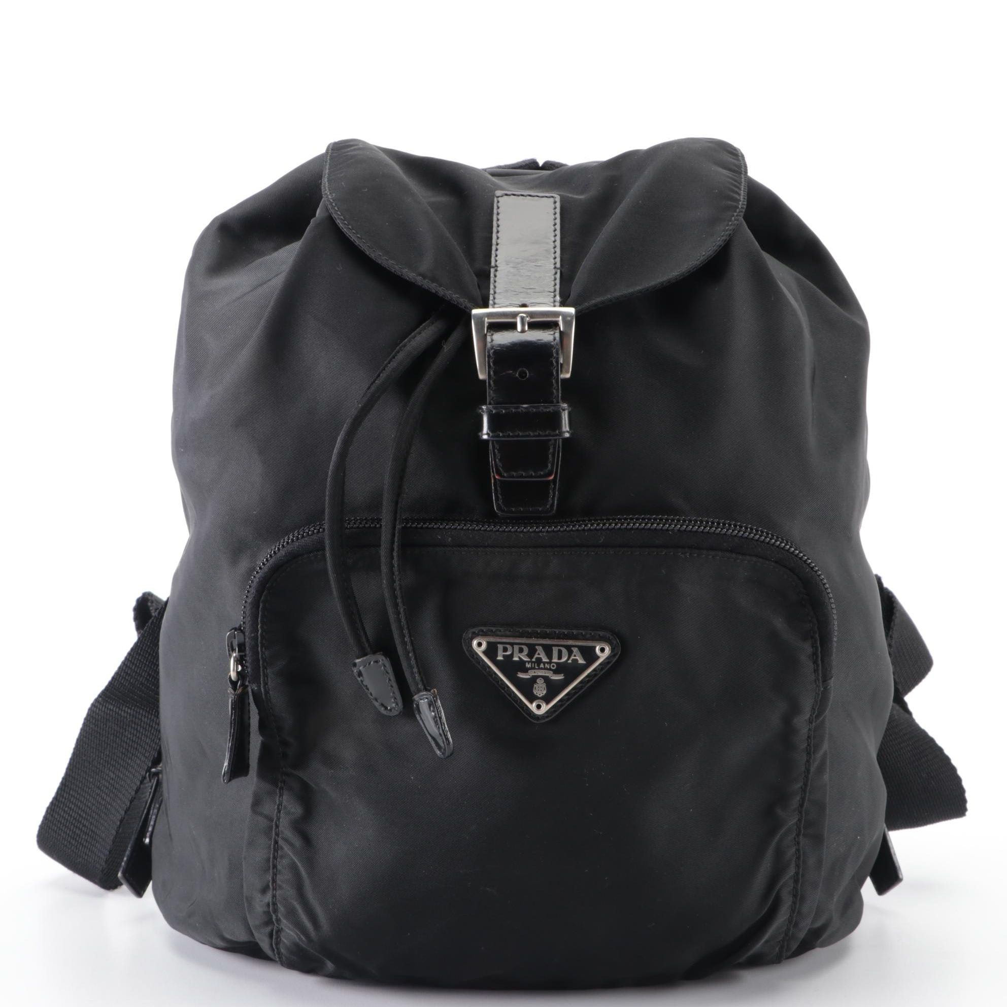 Prada Backpack in Black Tessuto Nylon and Leather Trim