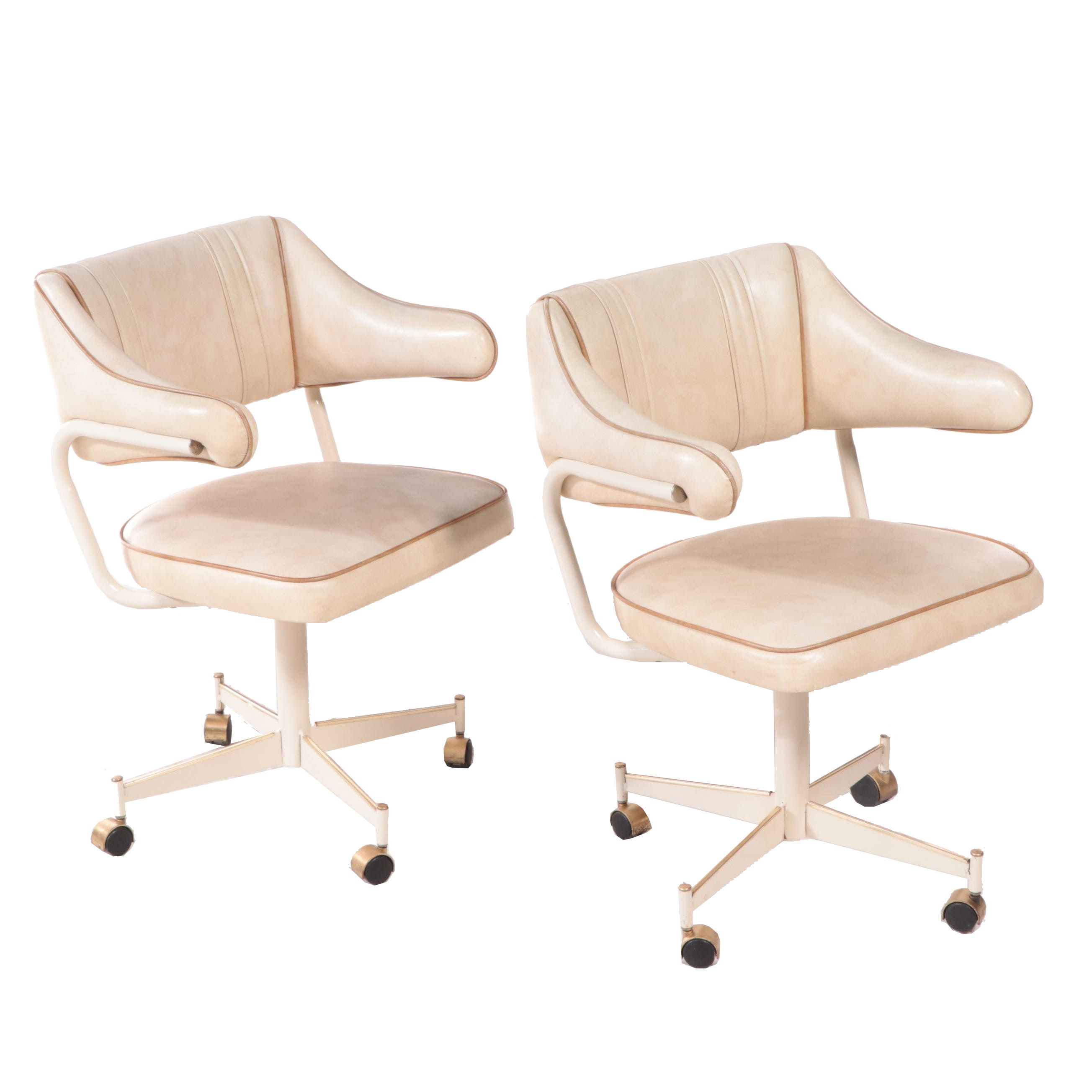 Stoneville Furfniture, Pair of Vinyl Upholstered Armchairs on Casters, 1970s