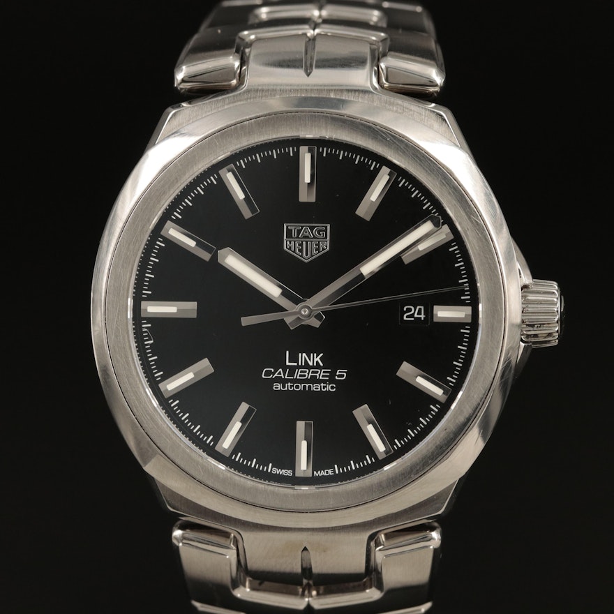 TAG Heuer Stainless Steel Link Calibre 5 Automatic Date Wristwatch