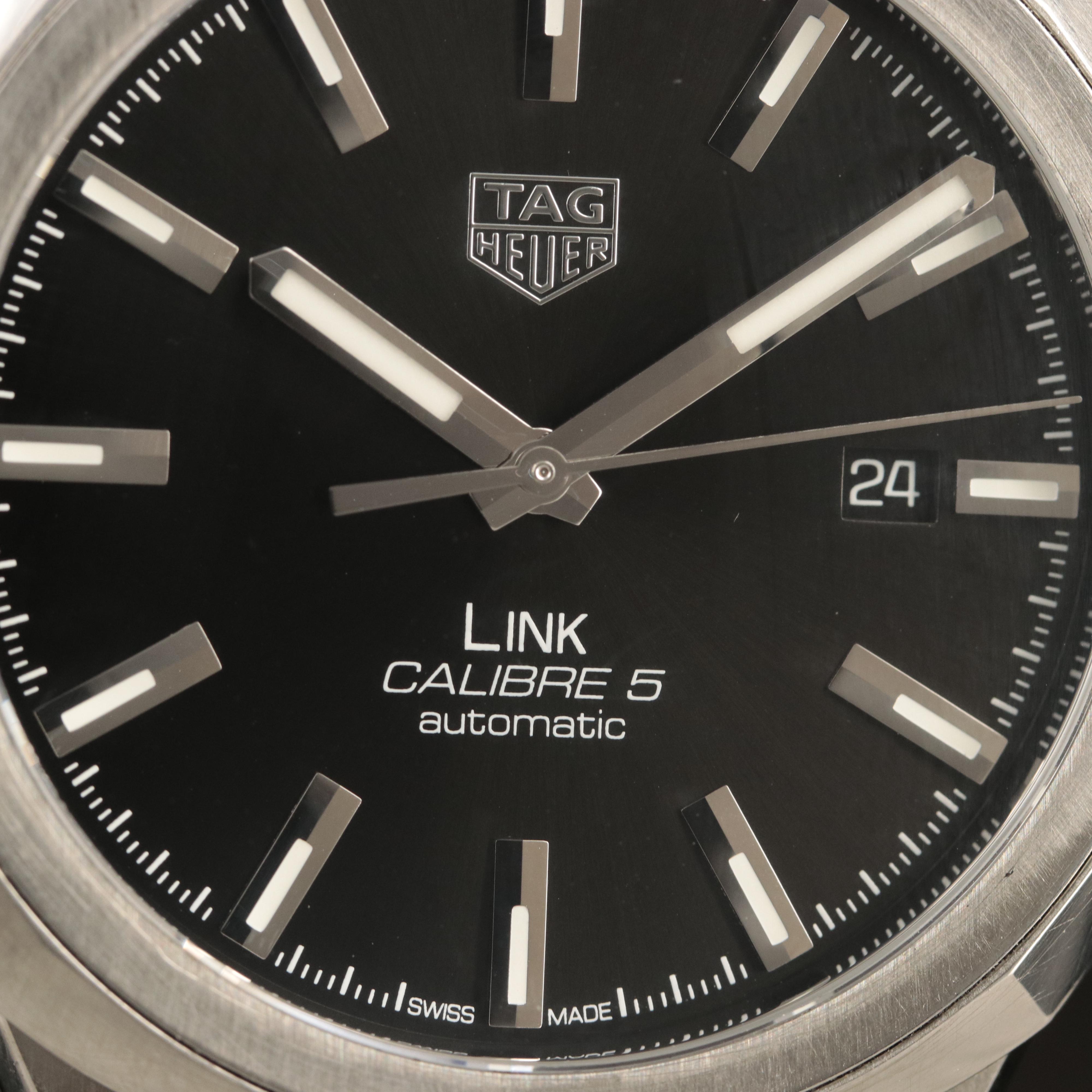 TAG Heuer Stainless Steel Link Calibre 5 Automatic Date Watch