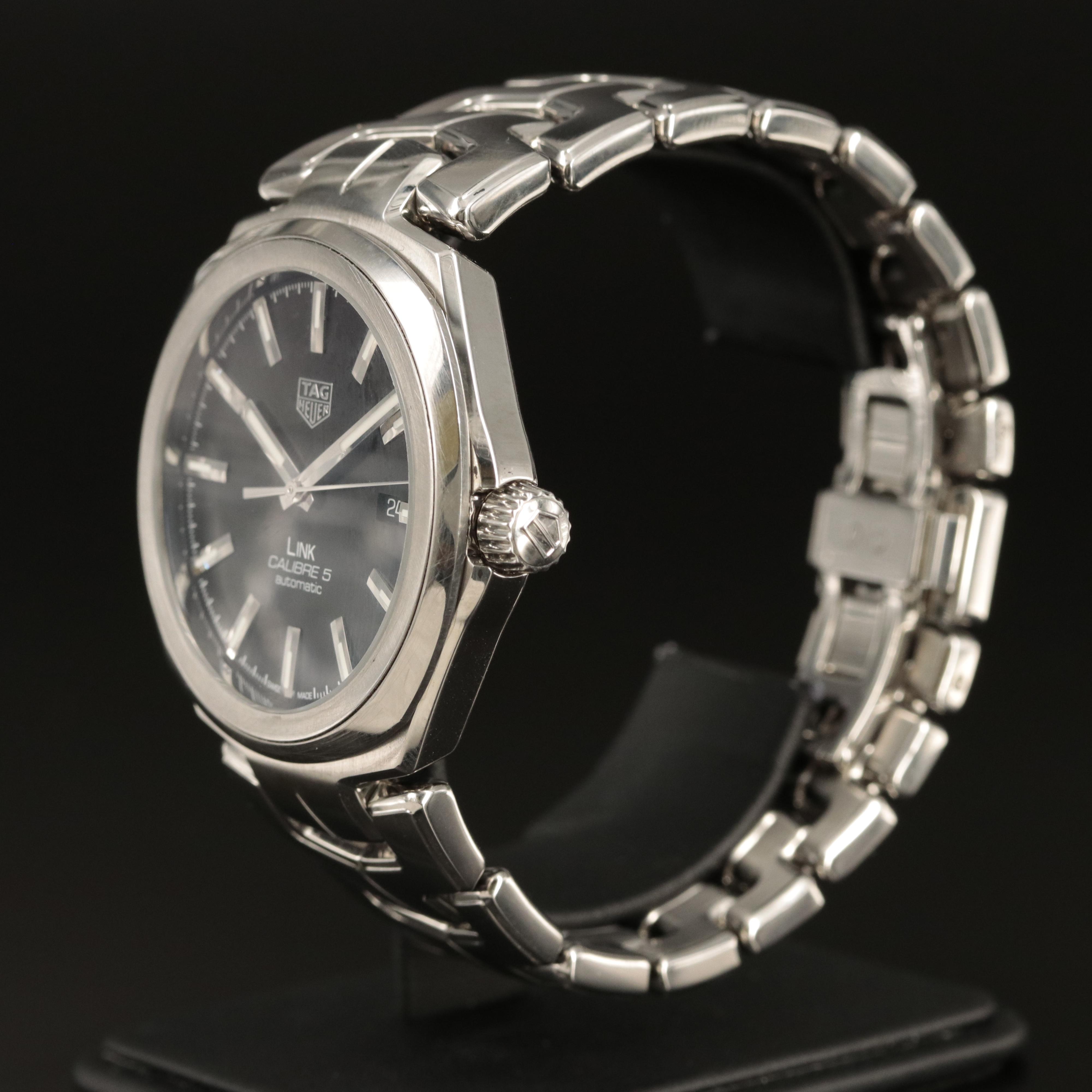TAG Heuer Stainless Steel Link Calibre 5 Automatic Date Watch