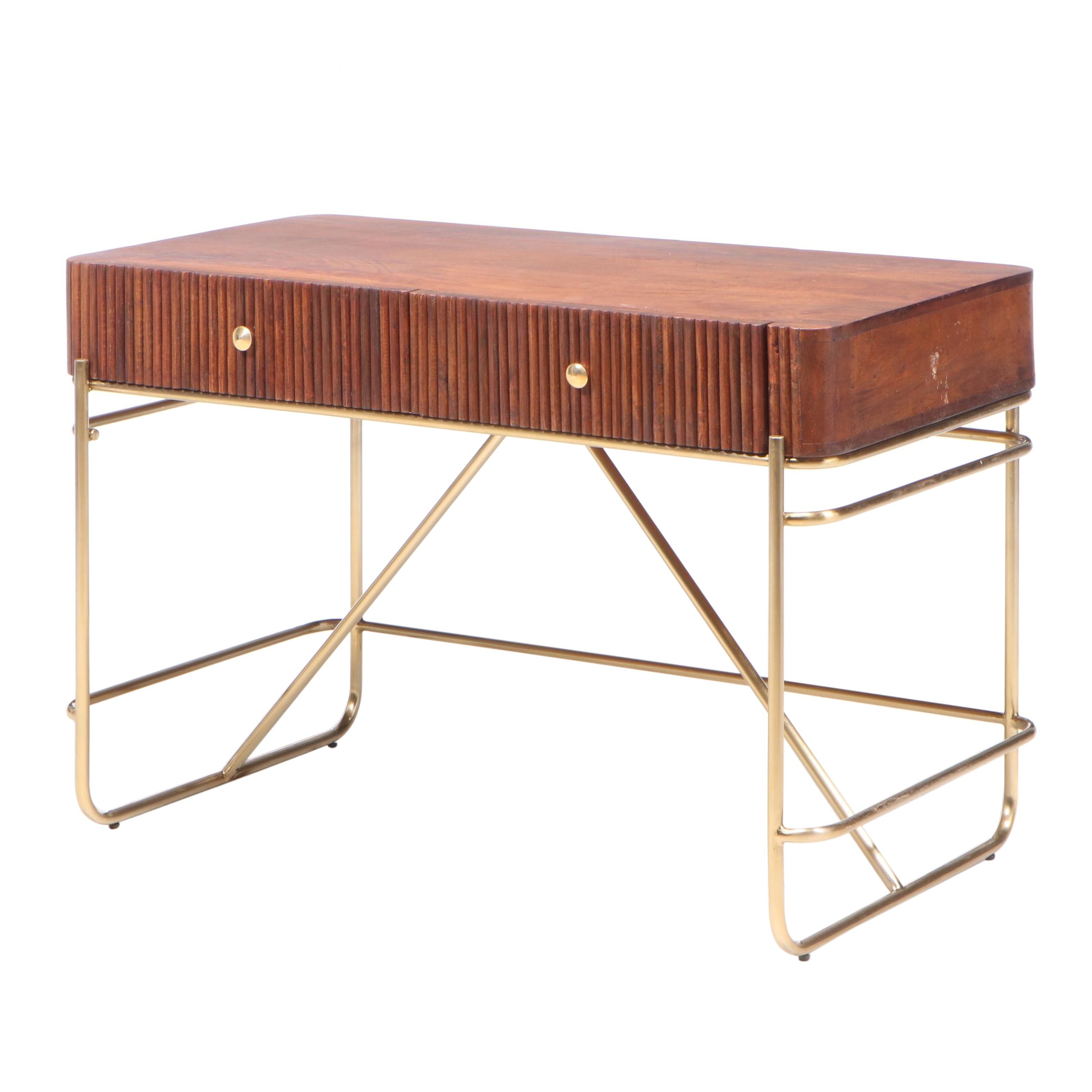 Art Deco Style Mahogany Writing Desk with Reeded Drawers