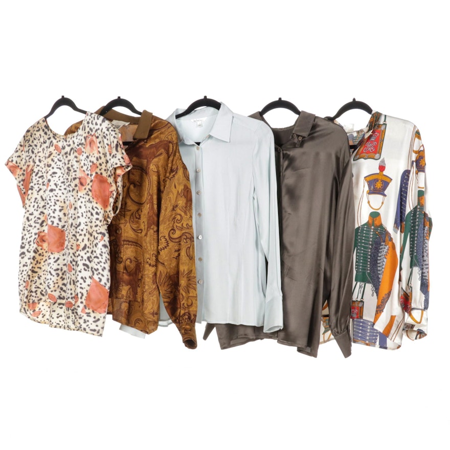 Escada and Brooks Brothers Silk Long Sleeve Button-Up Shirts and Blouses