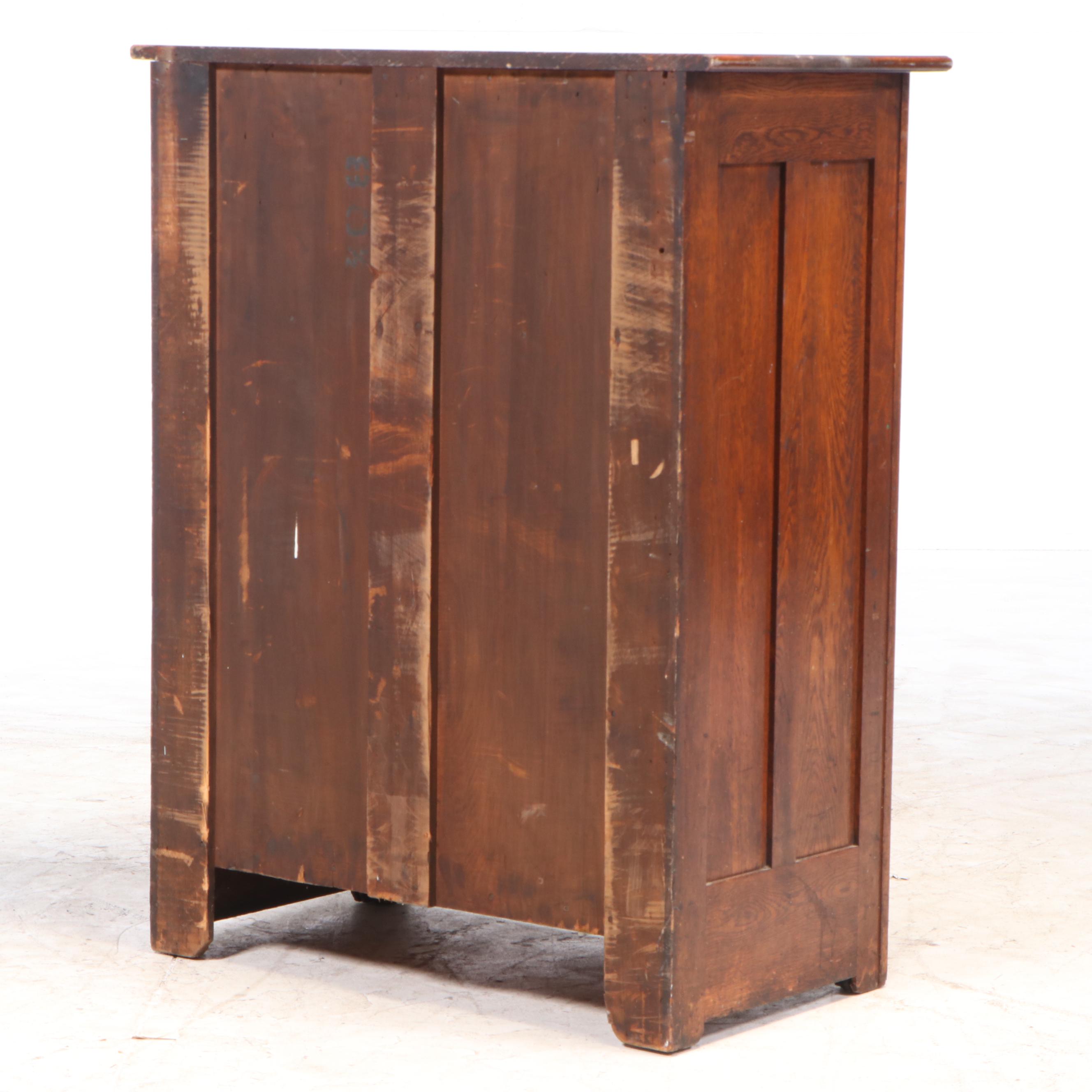 Victorian Carved Oak Chest with Bonnet Cabinet, Late 19th Century