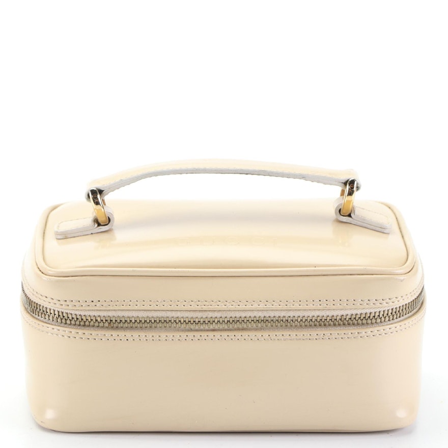 Gucci Top Handle Bamboo Small Vanity Case in Glazed Leather