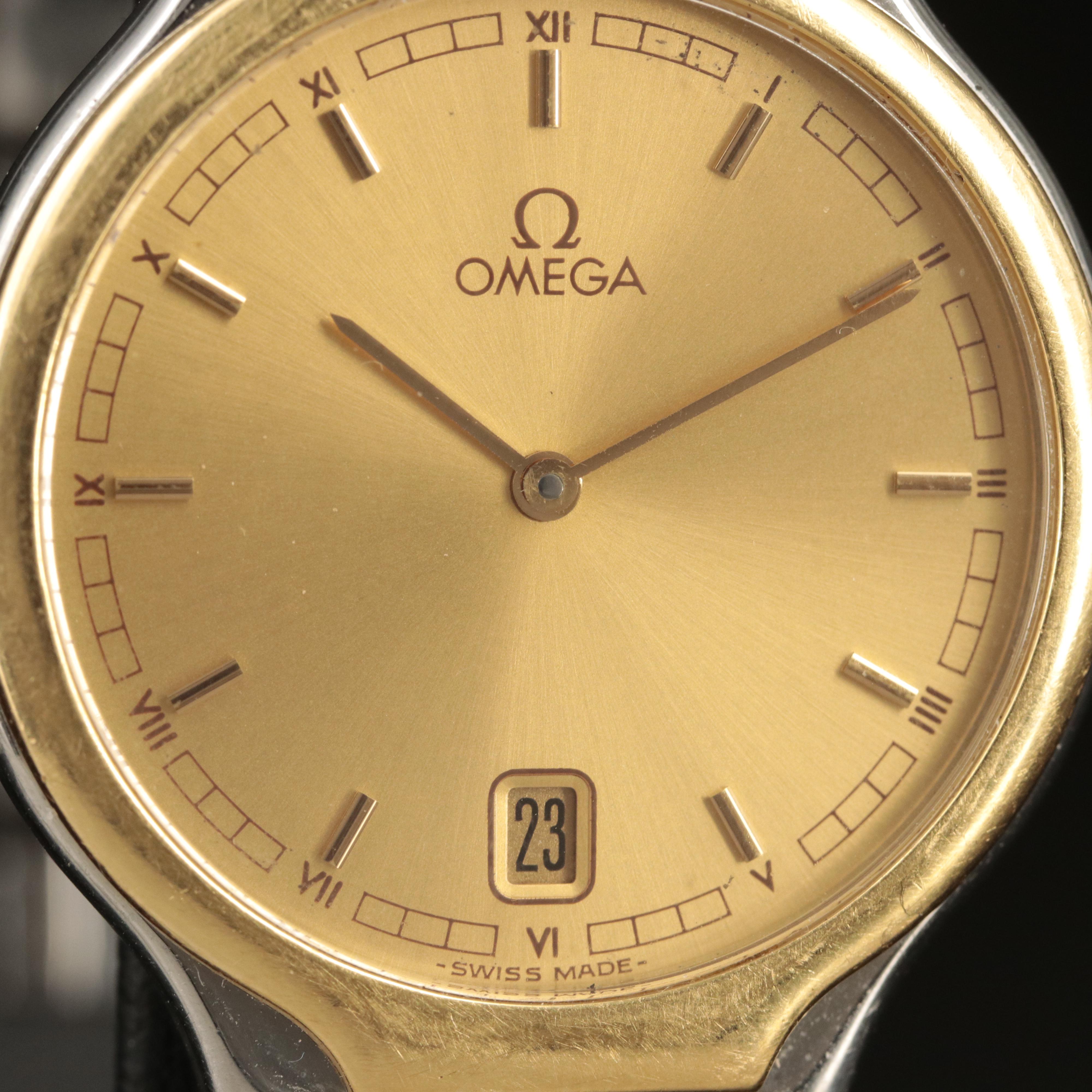 1990s Omega DeVille 18K and Stainless Steel Quartz Watch