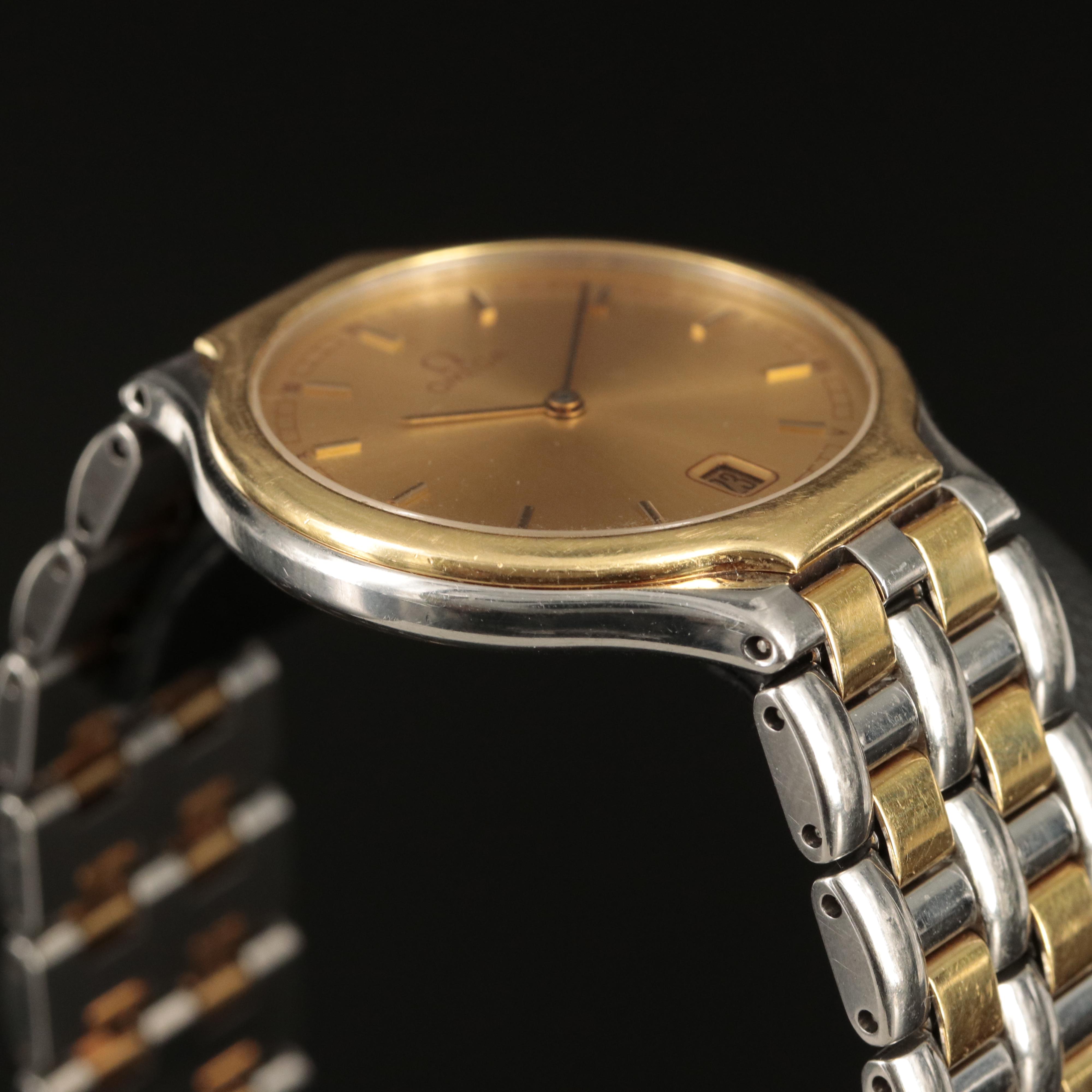 1990s Omega DeVille 18K and Stainless Steel Quartz Watch