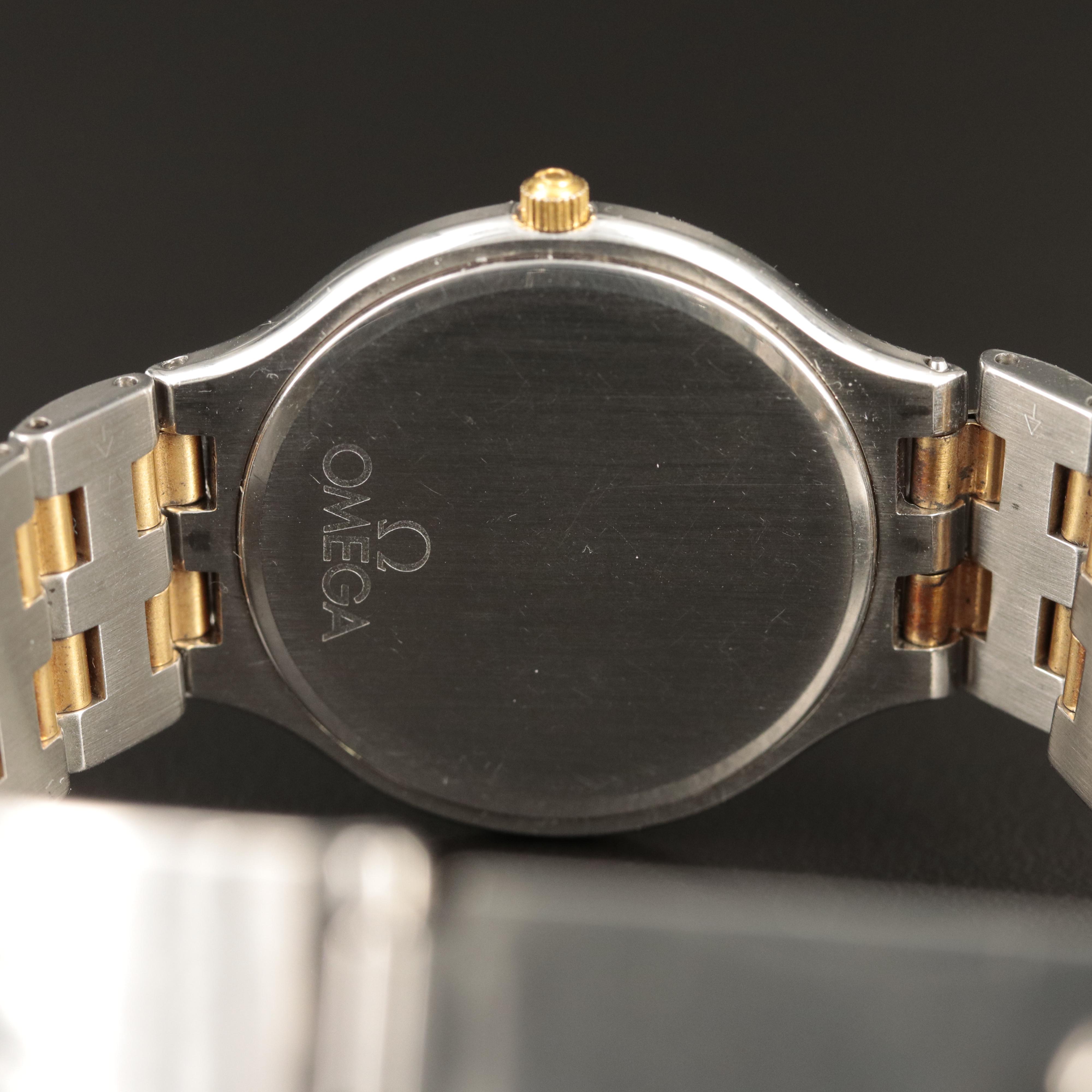 1990s Omega DeVille 18K and Stainless Steel Quartz Watch