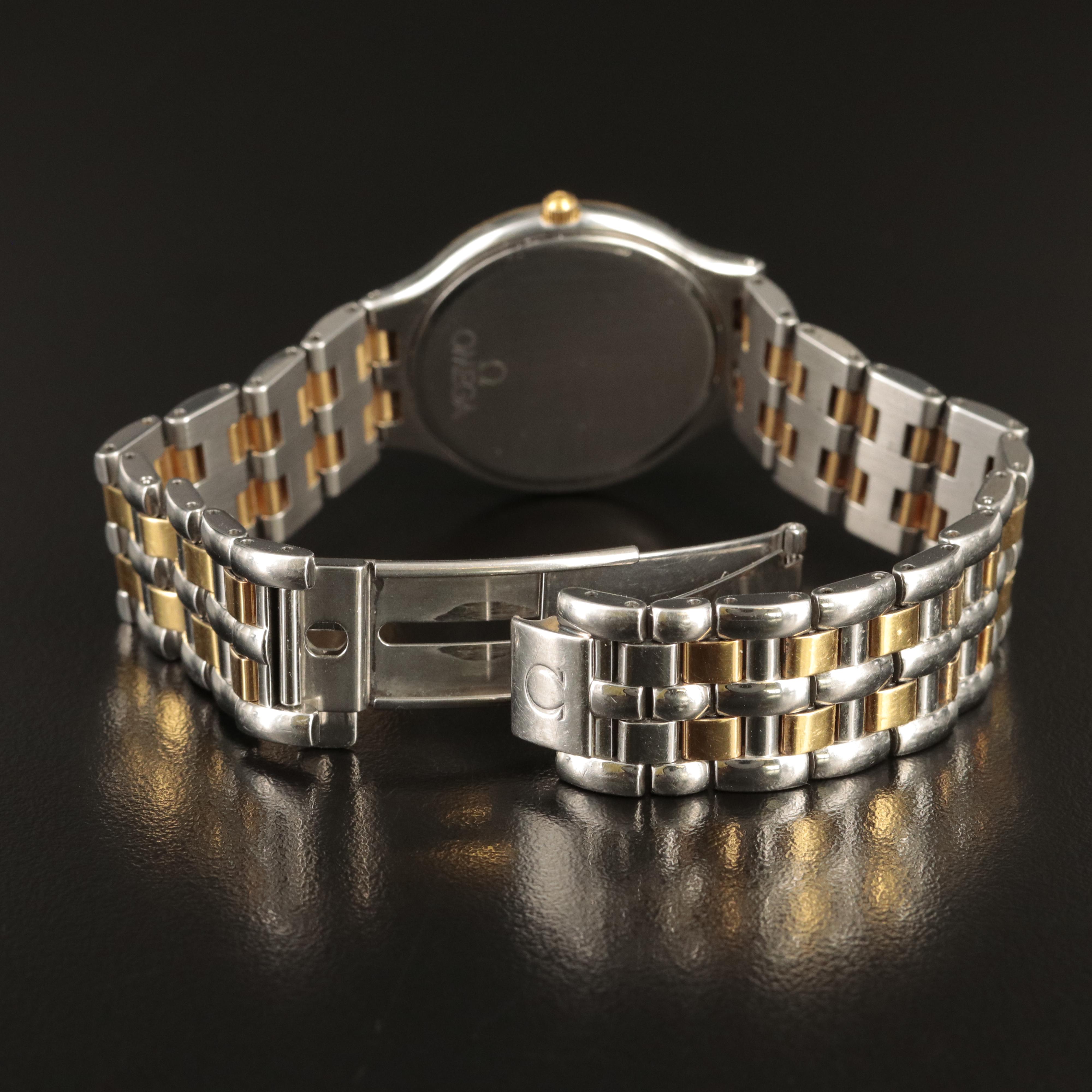 1990s Omega DeVille 18K and Stainless Steel Quartz Watch