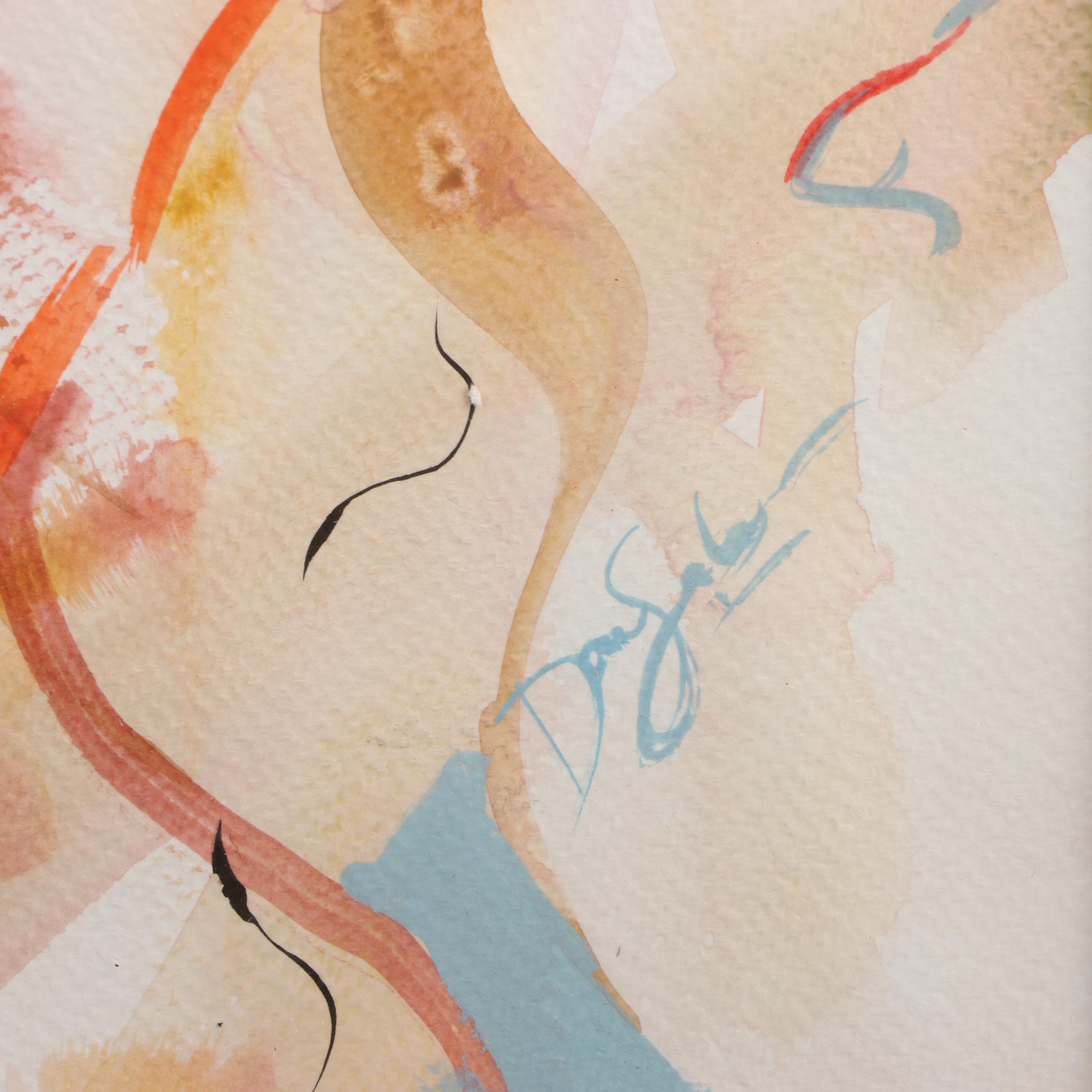 Daniel Sabau Watercolor and Gouache Painting "The Farewell," 2022