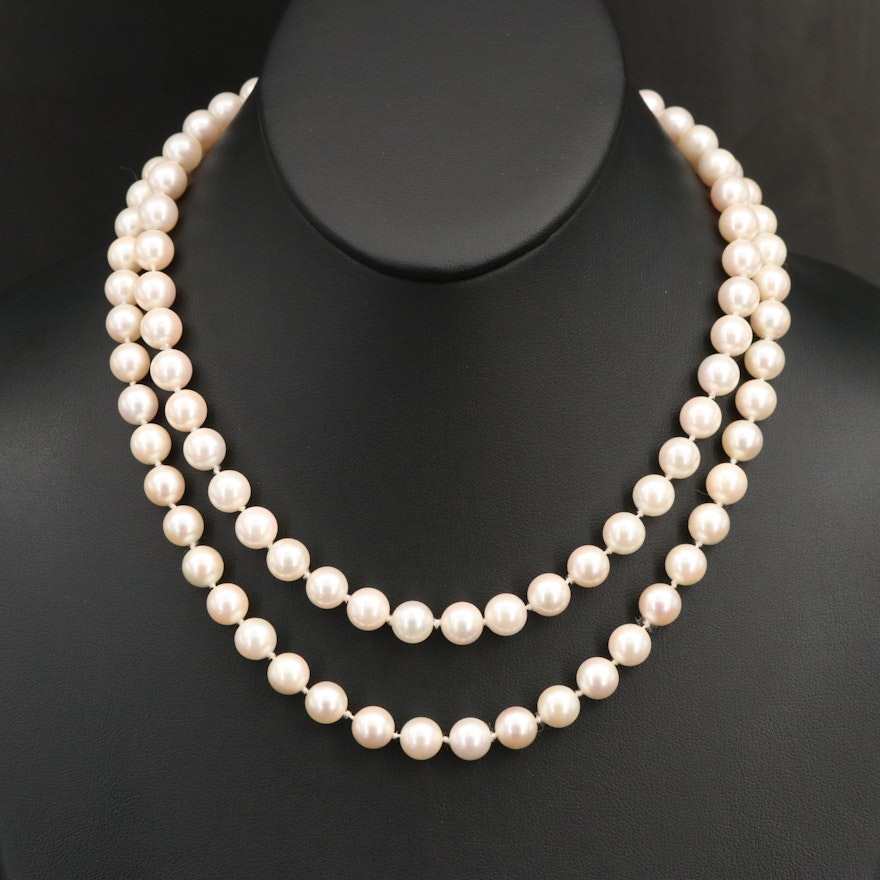 Pearl Necklace with 14K Heart Clasp