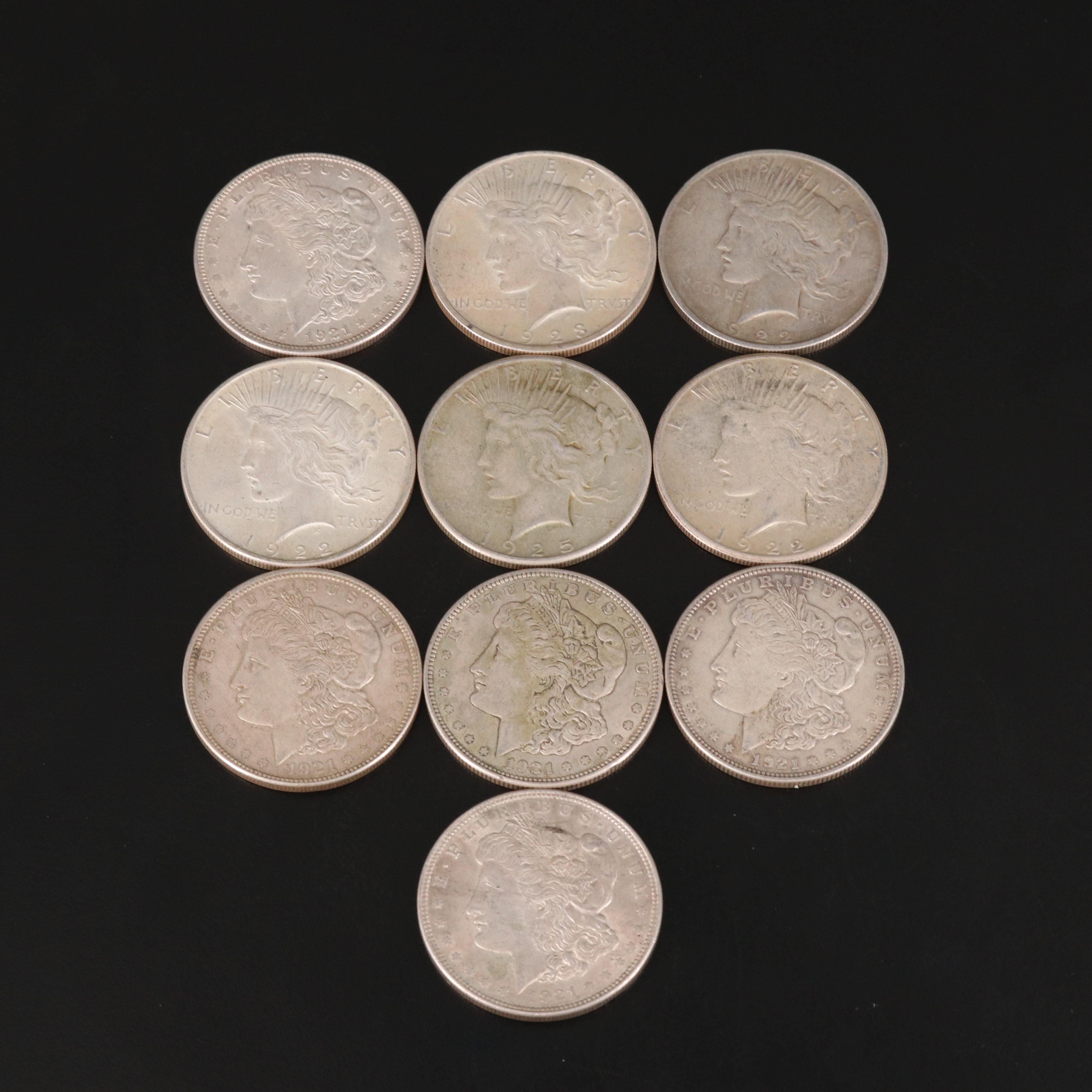 Ten United States Silver Dollars