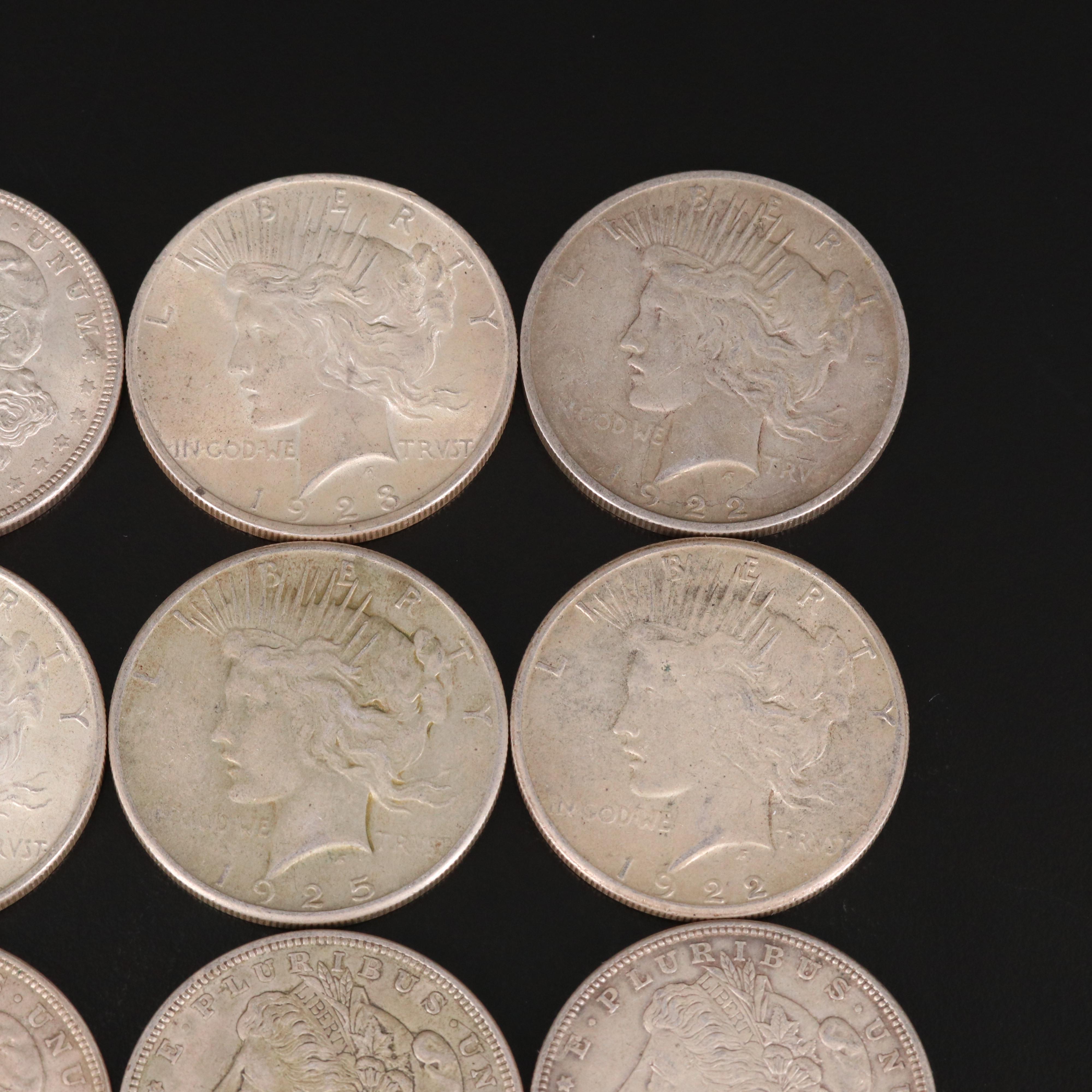 Ten United States Silver Dollars