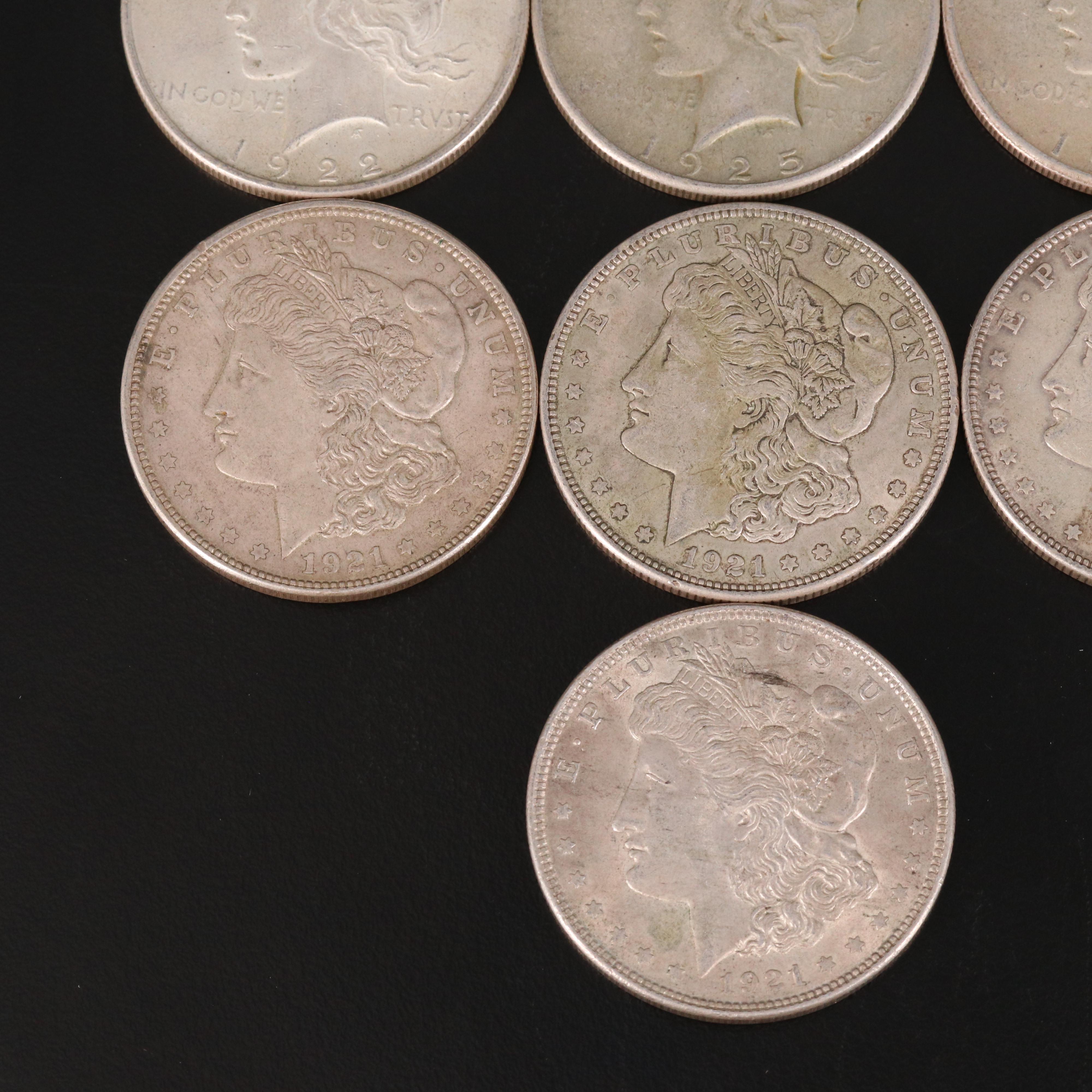 Ten United States Silver Dollars