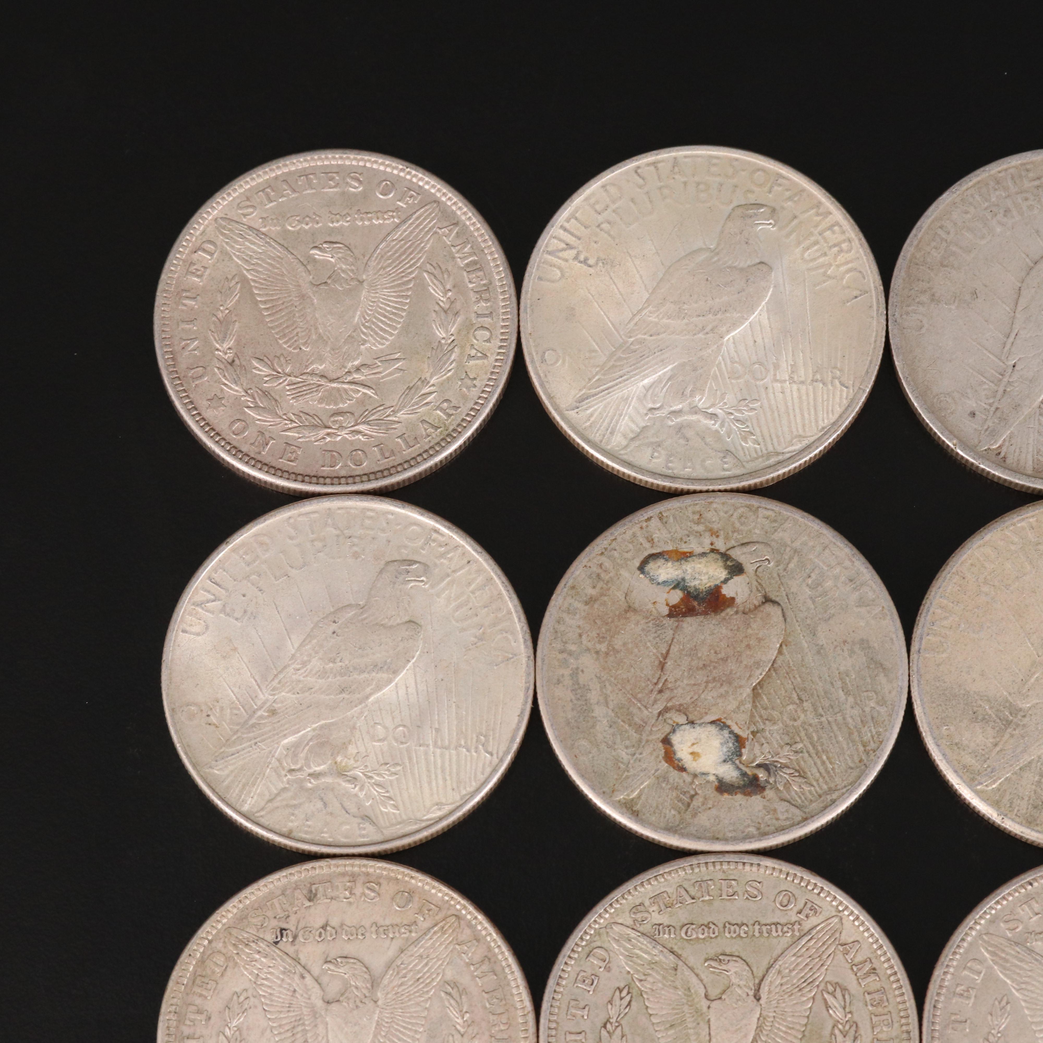 Ten United States Silver Dollars