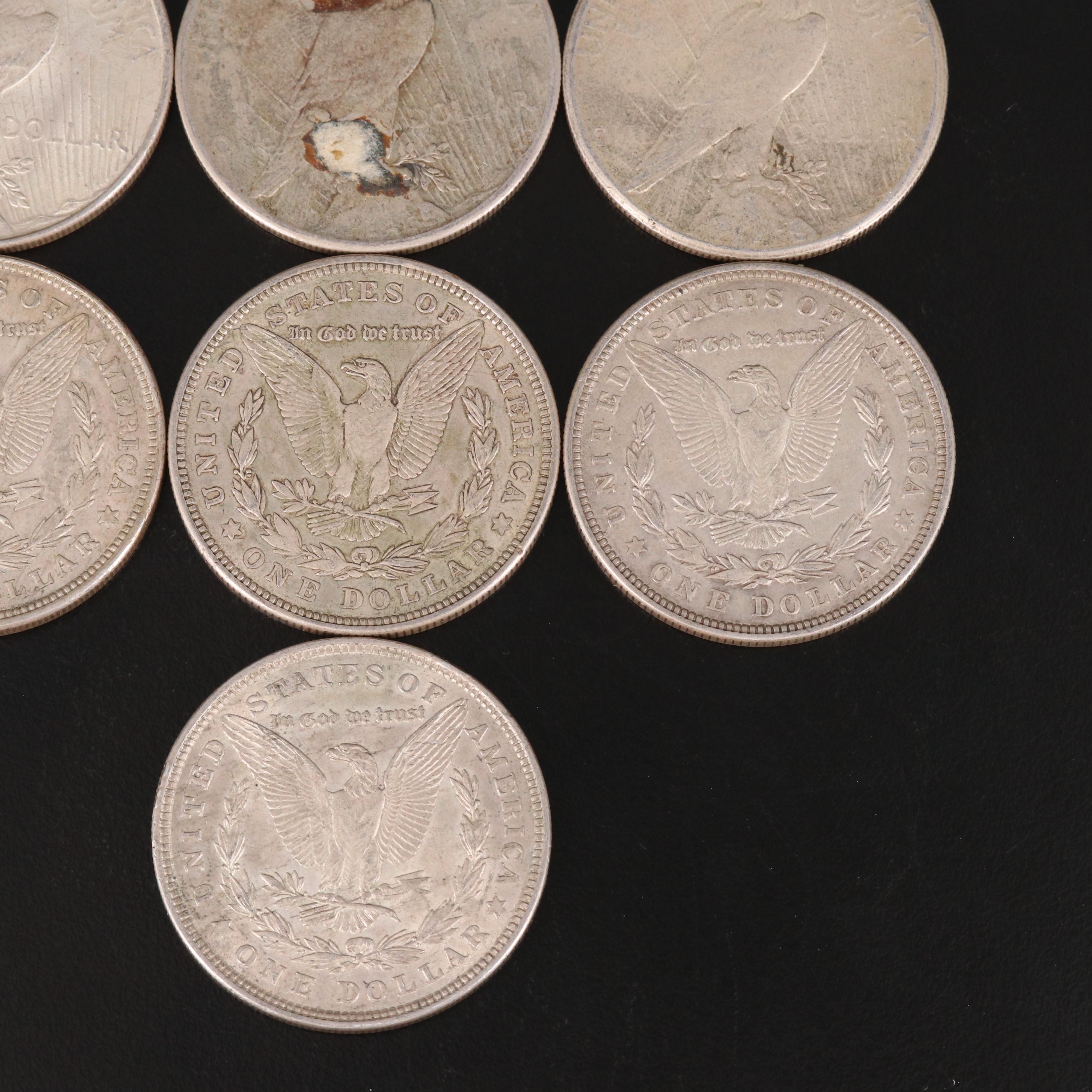 Ten United States Silver Dollars