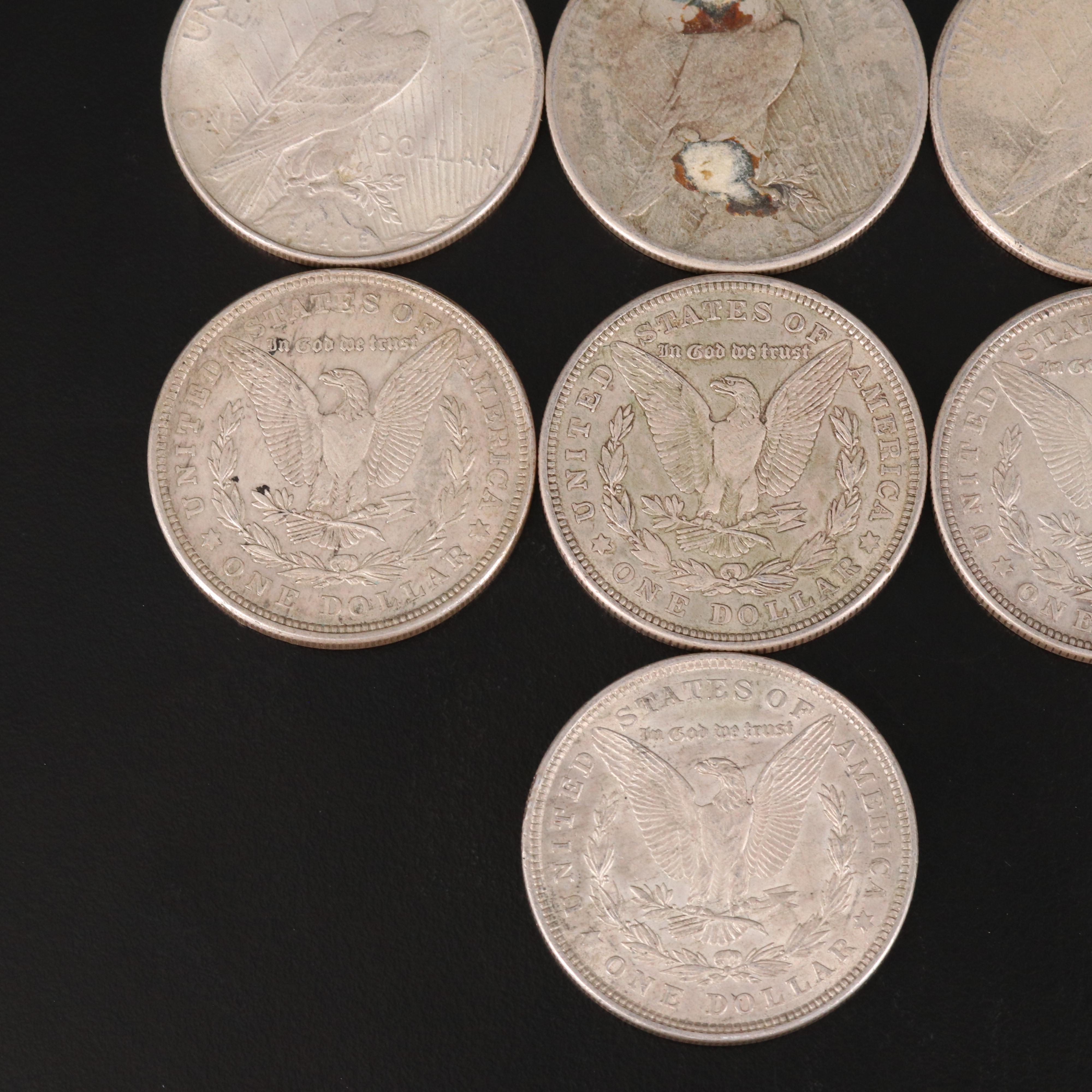 Ten United States Silver Dollars